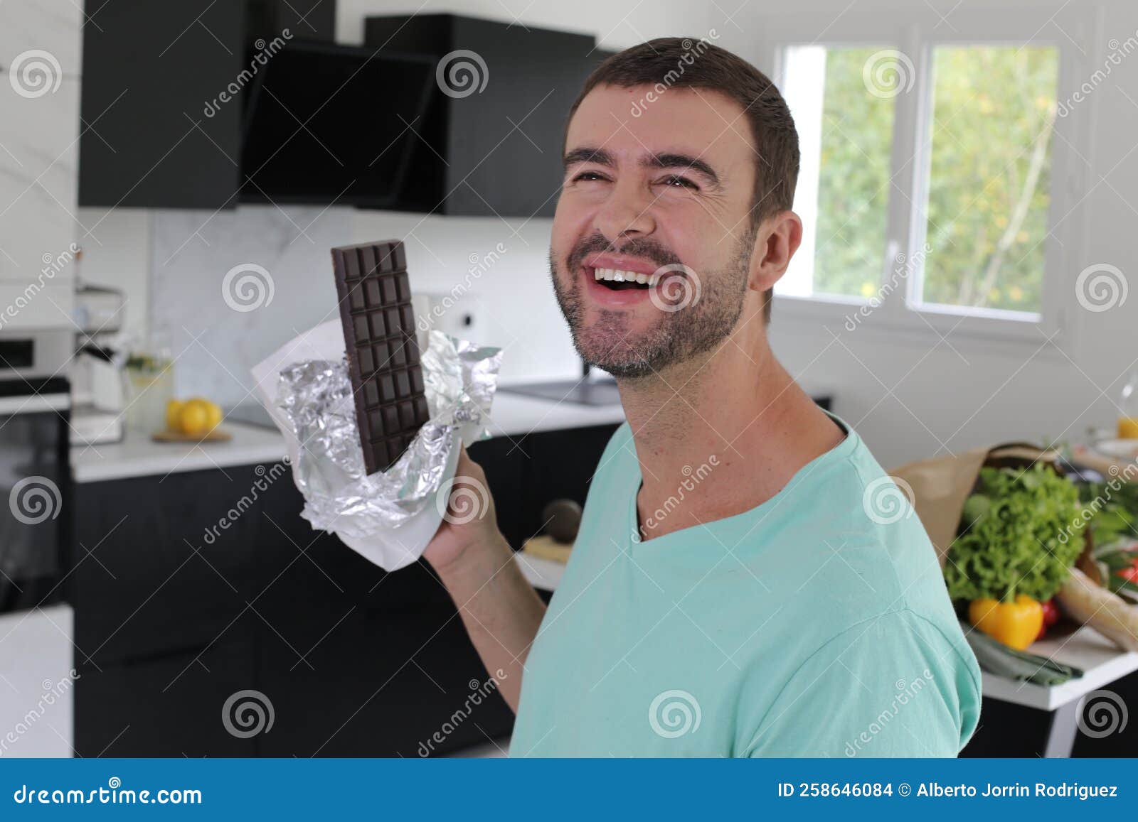 Man Enjoying Some Delicious Chocolate Stock Photo Image of diet, bite