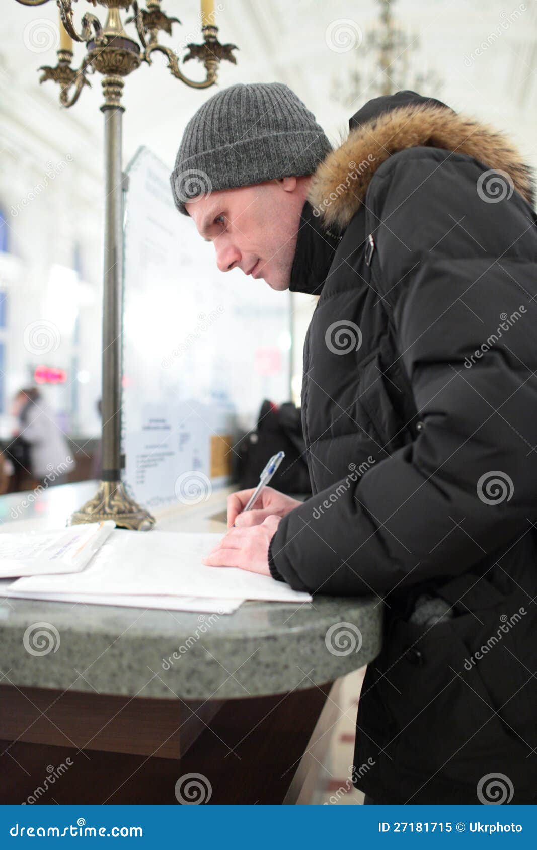 Man with Envelope in a Post Office Stock Image Image of office, person 27181715