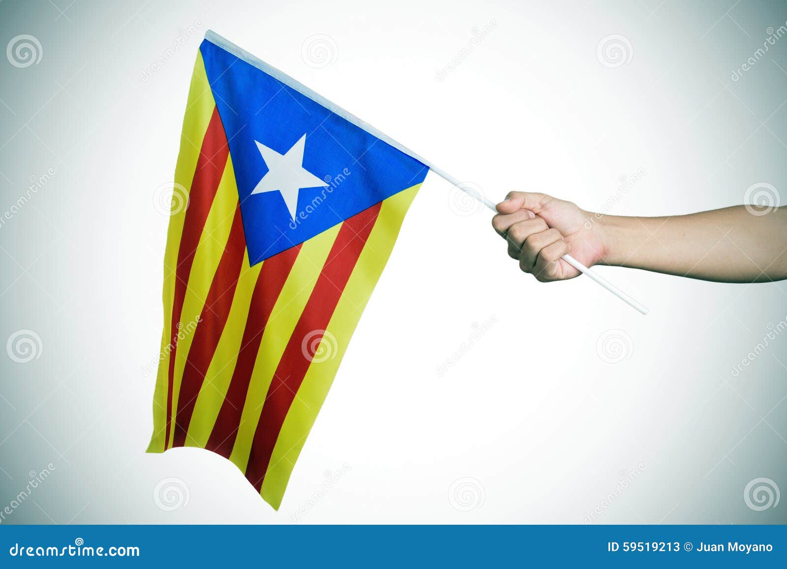 man with the estelada, the catalan pro-independence flag, vignet