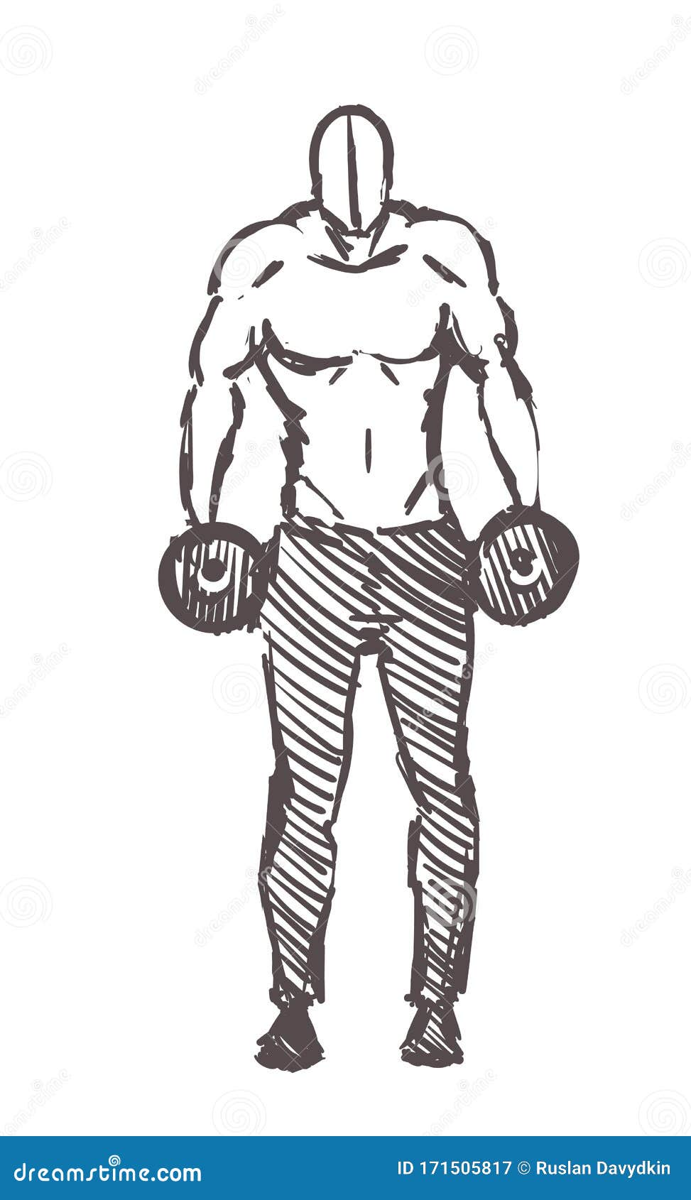 Man Exercises In Calisthenics, Hand Drawn. Street Workout Sketch Vector