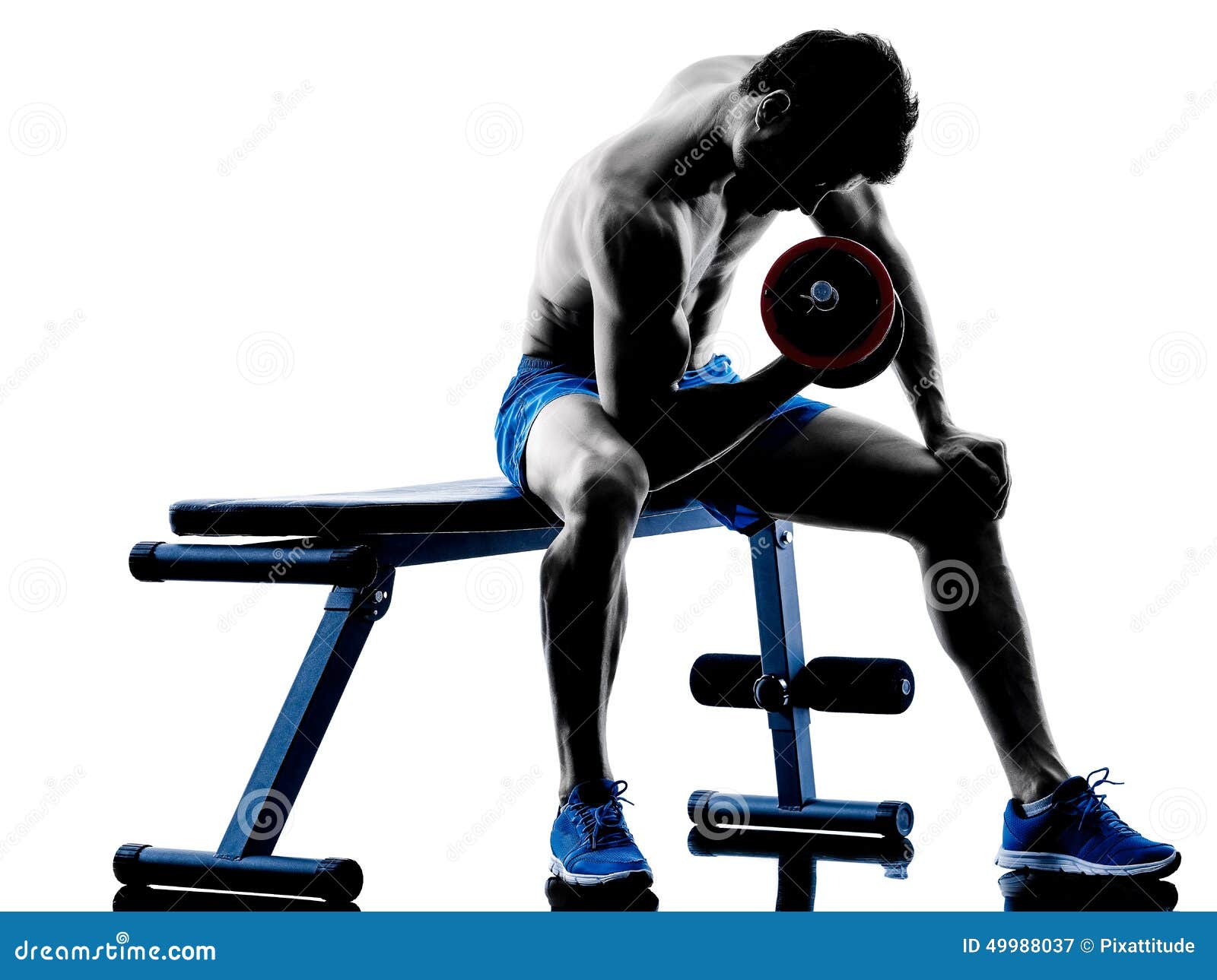man exercising fitness weights bench press exercises silhouette