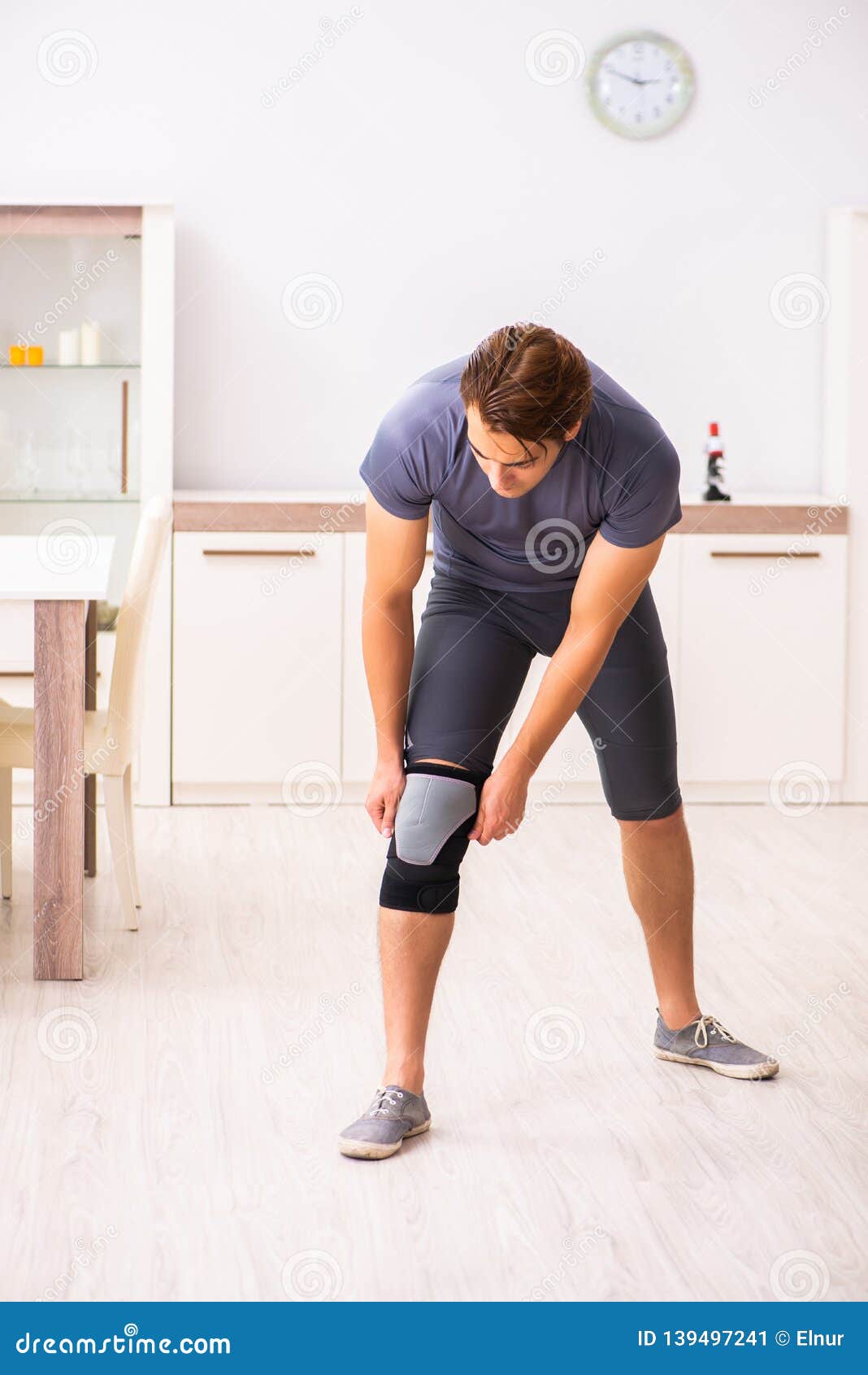 The Man Exercising for Knee Injury Recovery Stock Image Image of