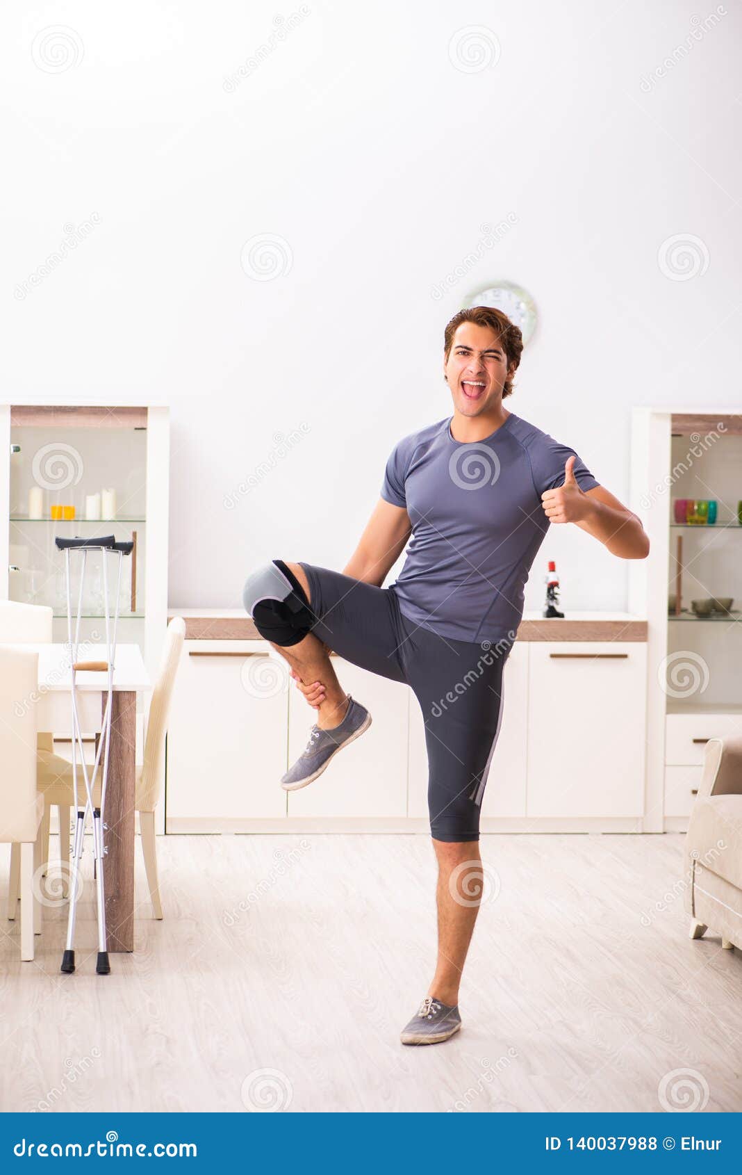 The Man Exercising for Knee Injury Recovery Stock Photo Image of