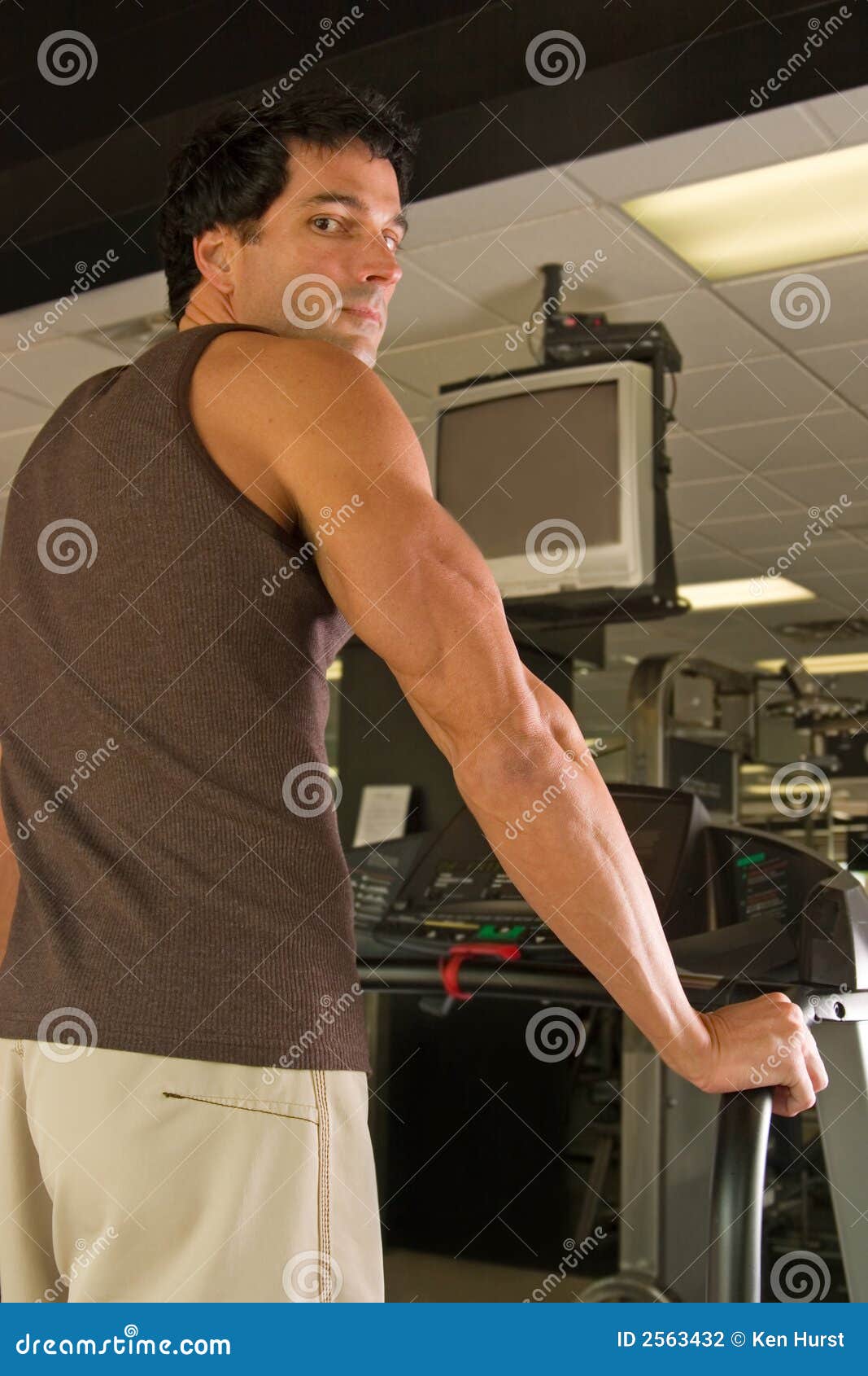 Man Exercising on Treadmill Stock Photo Image of model, training 2563432