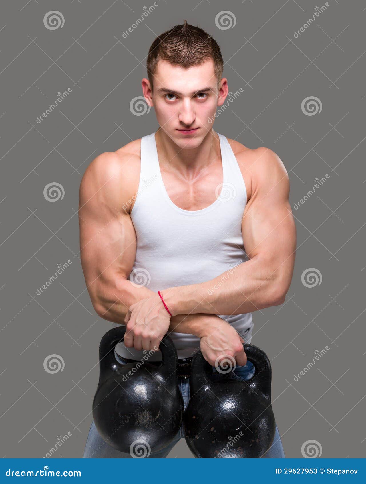 Man Exercising Weight Training Workout Fitness Stock Image Image Of