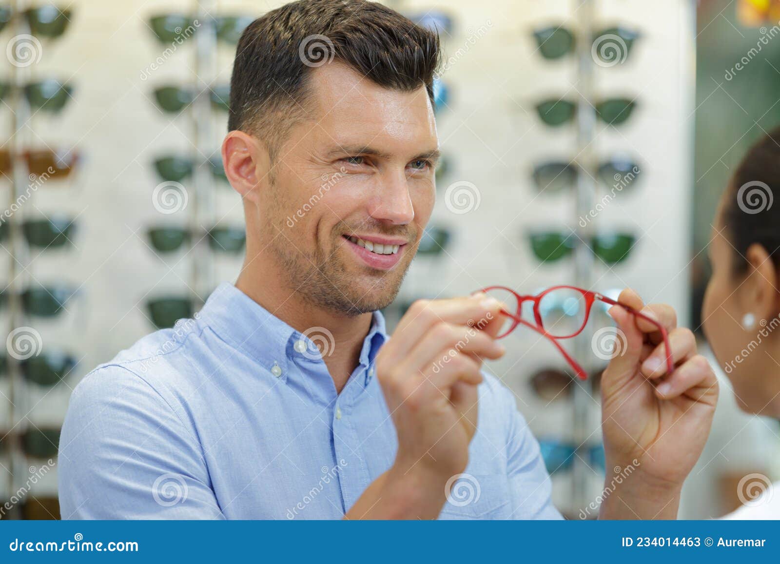 Man with Eye Focus Box Detail Over Glasses and Lines Stock Image ...