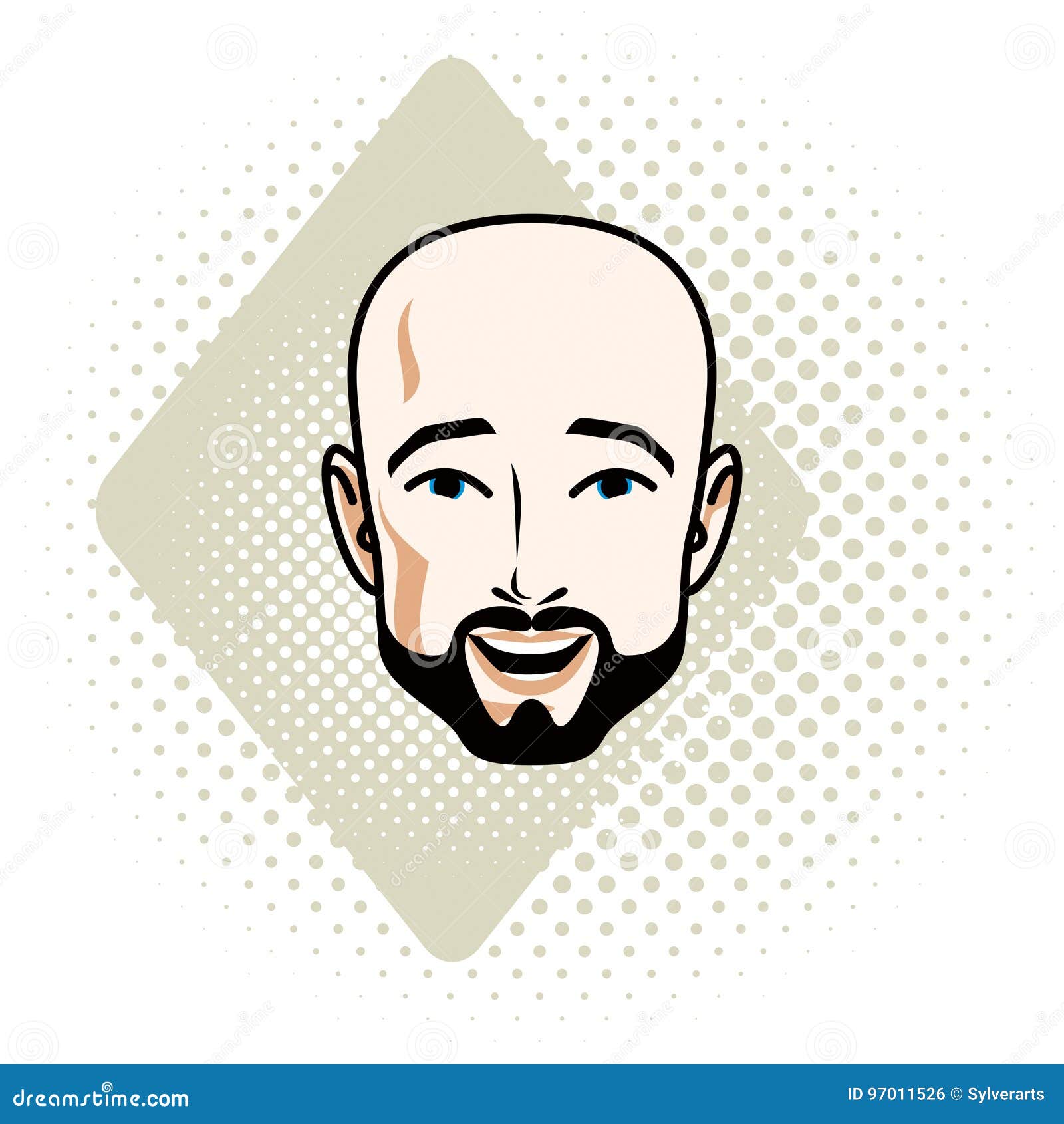 Man Face, Human Head. Vector Character Wearing Whiskers and Bear Stock ...