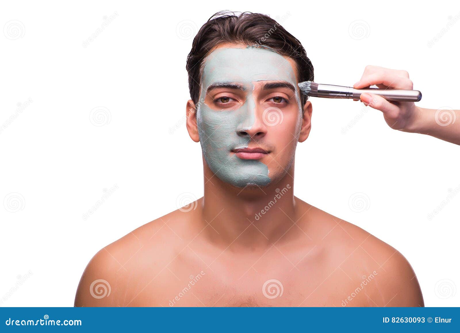 The Man with Face Mask Being Applied on White Stock Image Image of