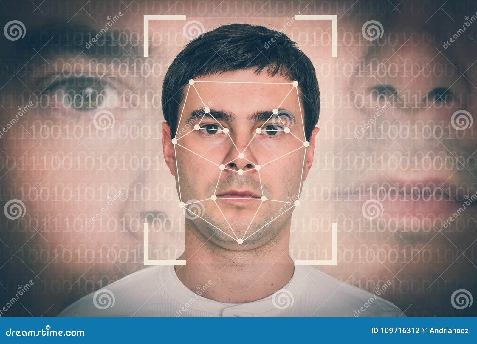 man face recognition - biometric verification concept
