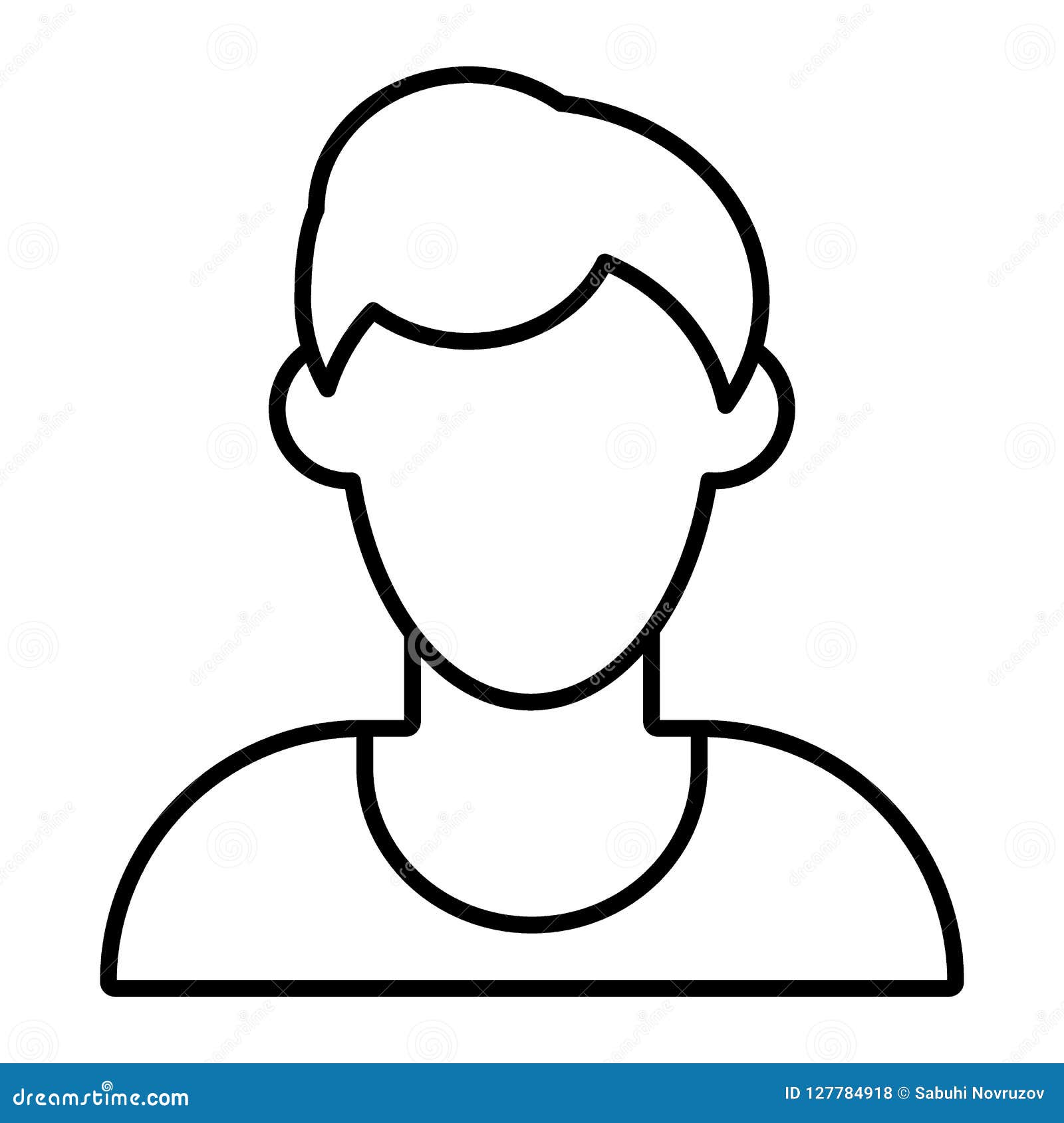 Man Faceless Avatar Thin Line Icon. Default Profile Vector
