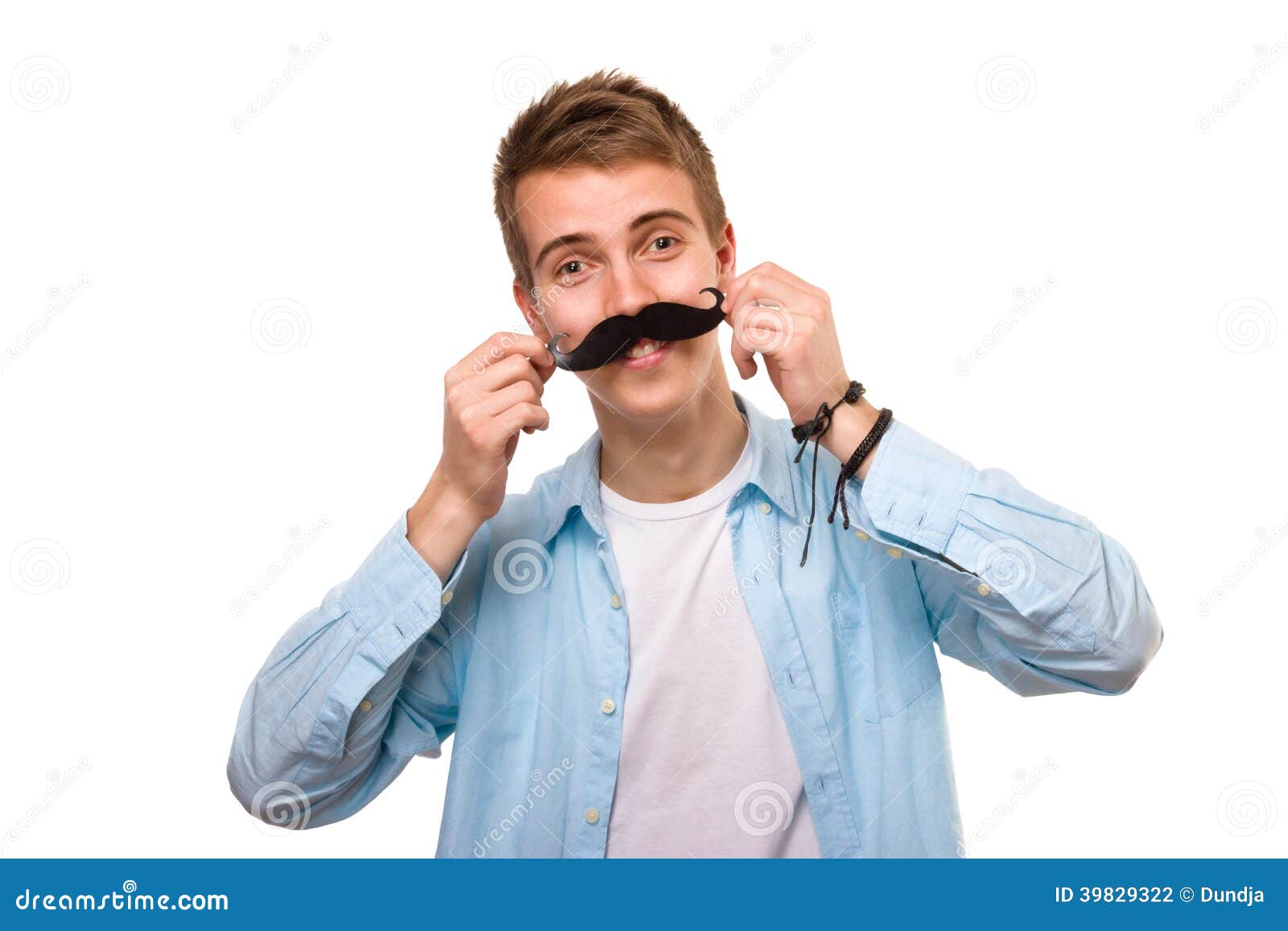 Man with fake mustaches stock photo. Image of smiling - 39829322