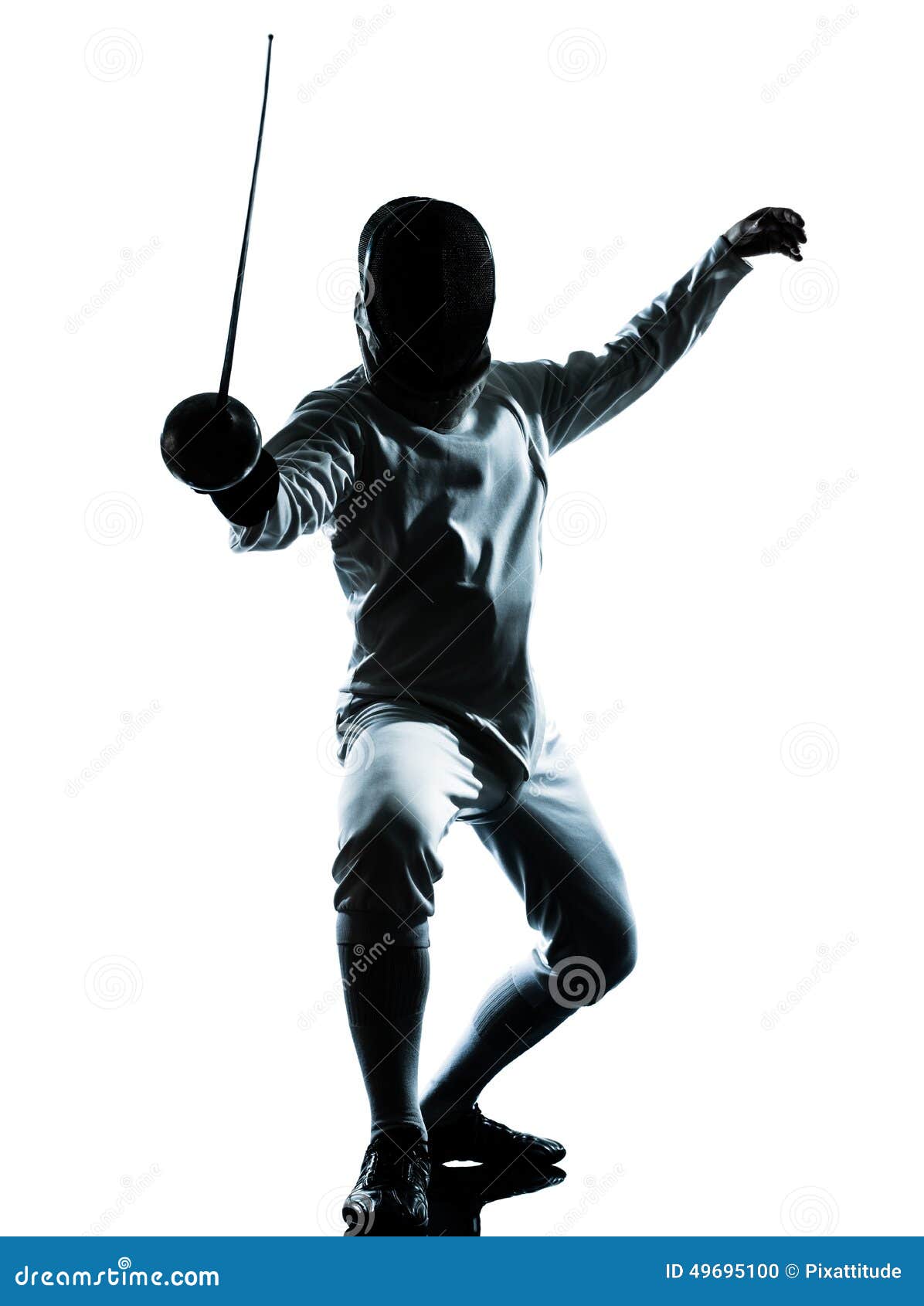Man fencing silhouette stock photo. Image of shadow, background 49695100