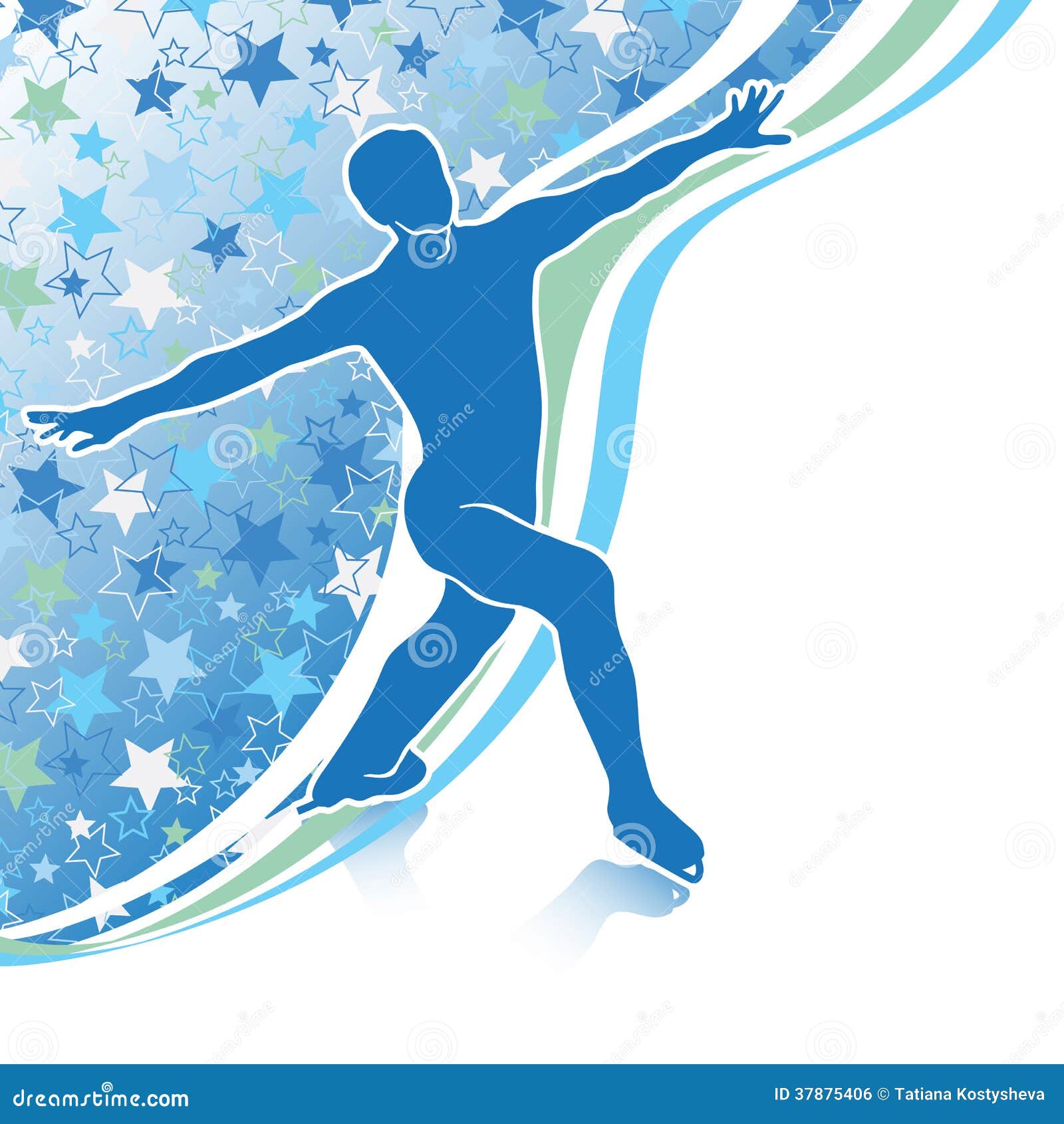 Man Figure Skates.Design Template with Stars Backg Stock Vector