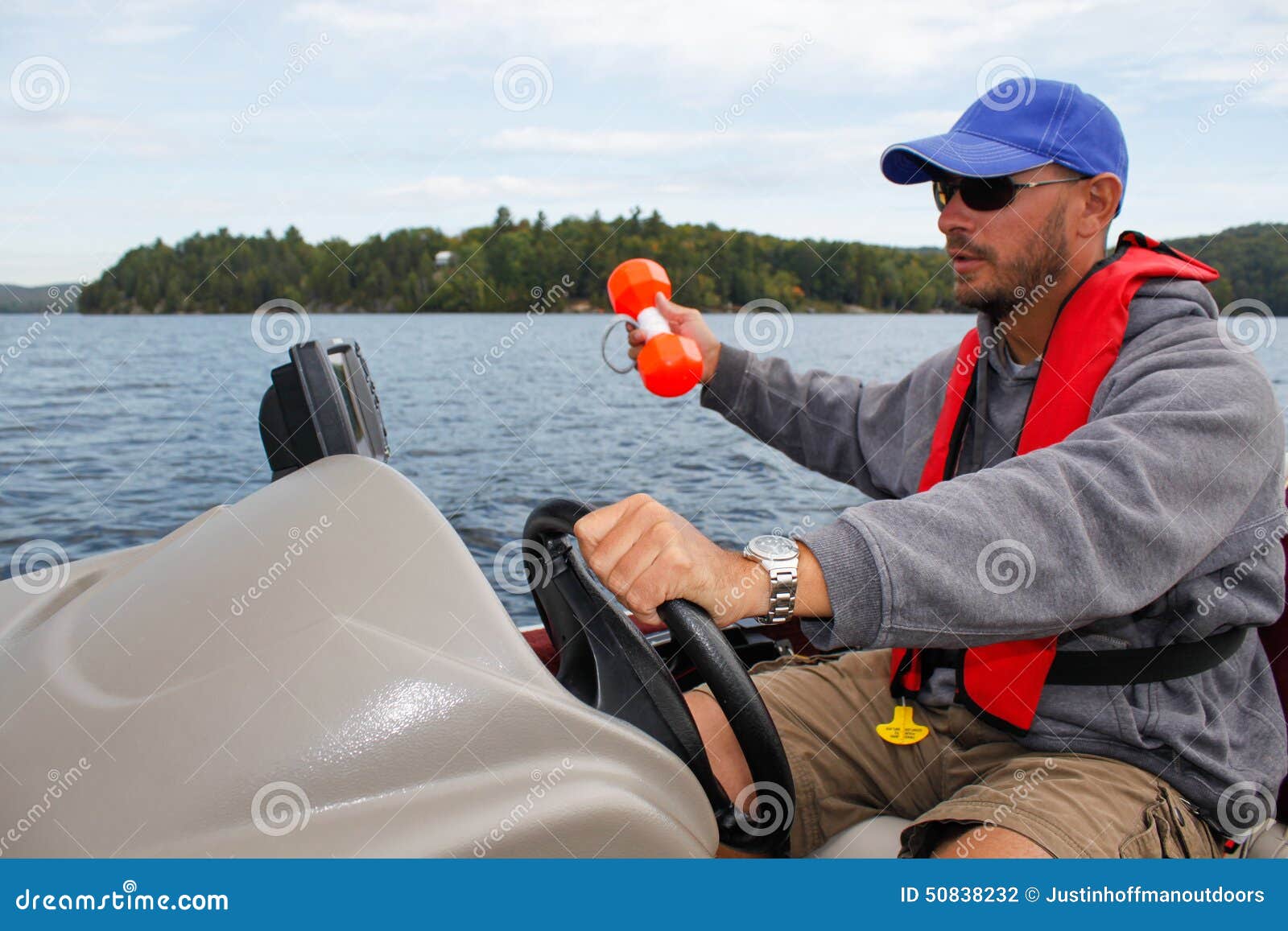 Man Fishing in Boat Marker Buoy and Sonar Stock Photo - Image of buoy,  angling: 50838232