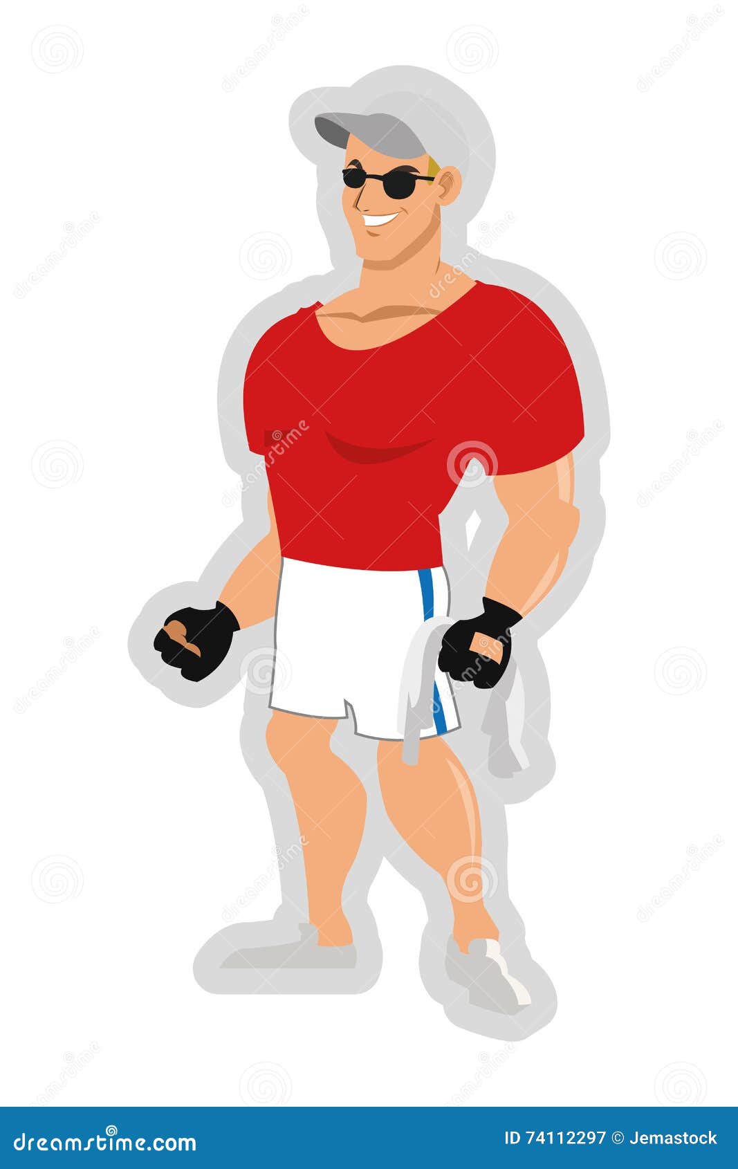 Sporty guy is doing exercise. Muscular fitness man is stretching