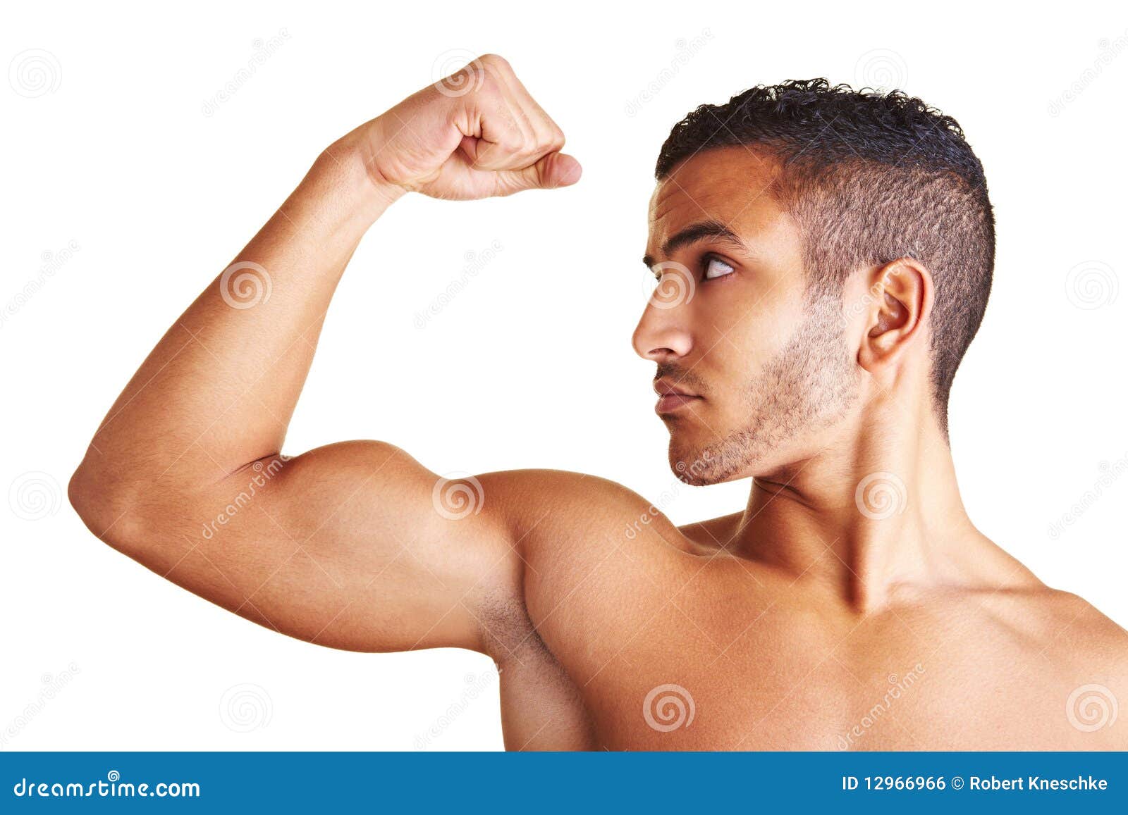 Man Flexing His Arm Muscles Royalty Free Stock Image - Image: 12966966