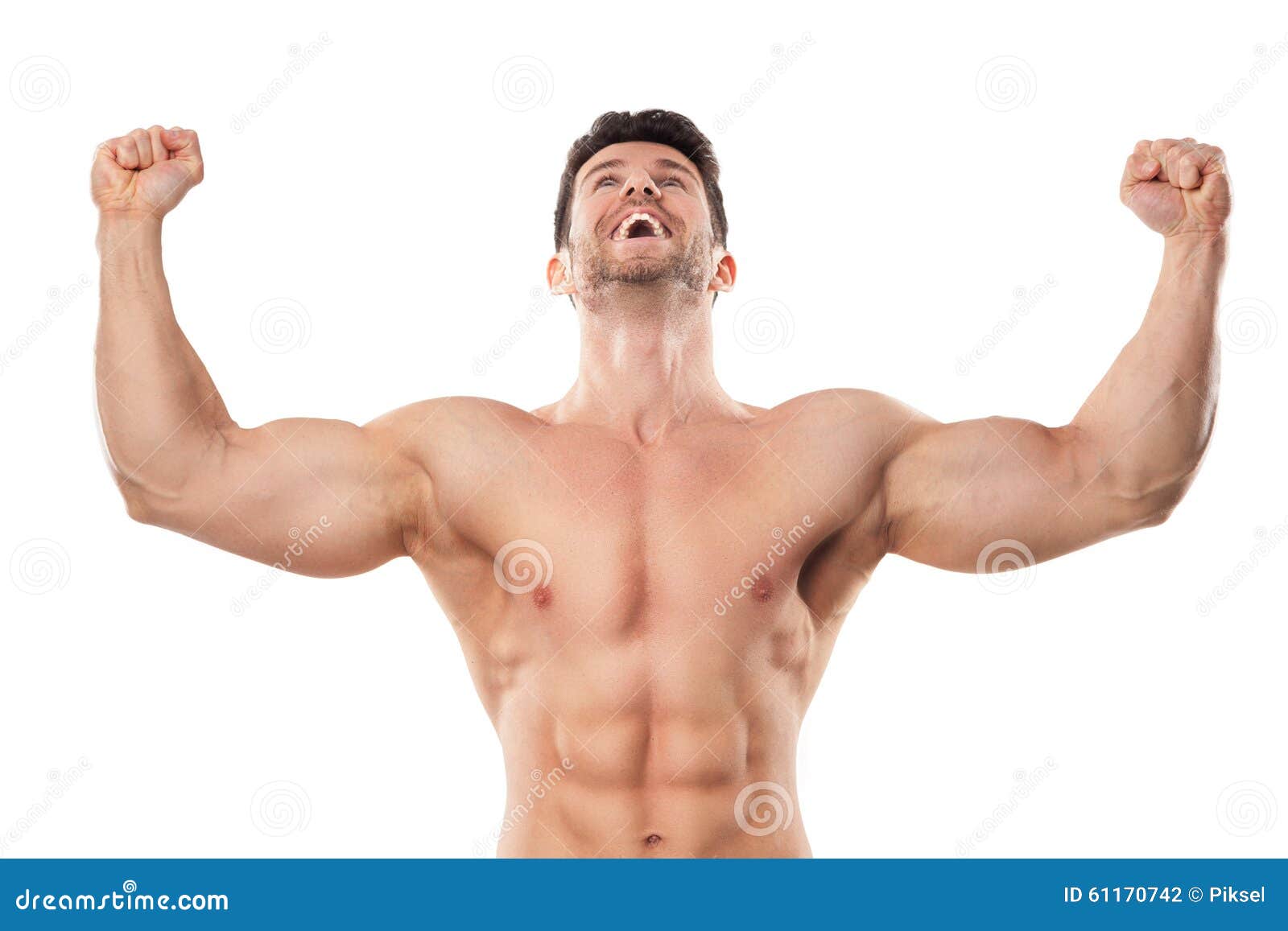 Man Flexing Muscles stock photo. Image of health, body 61170742