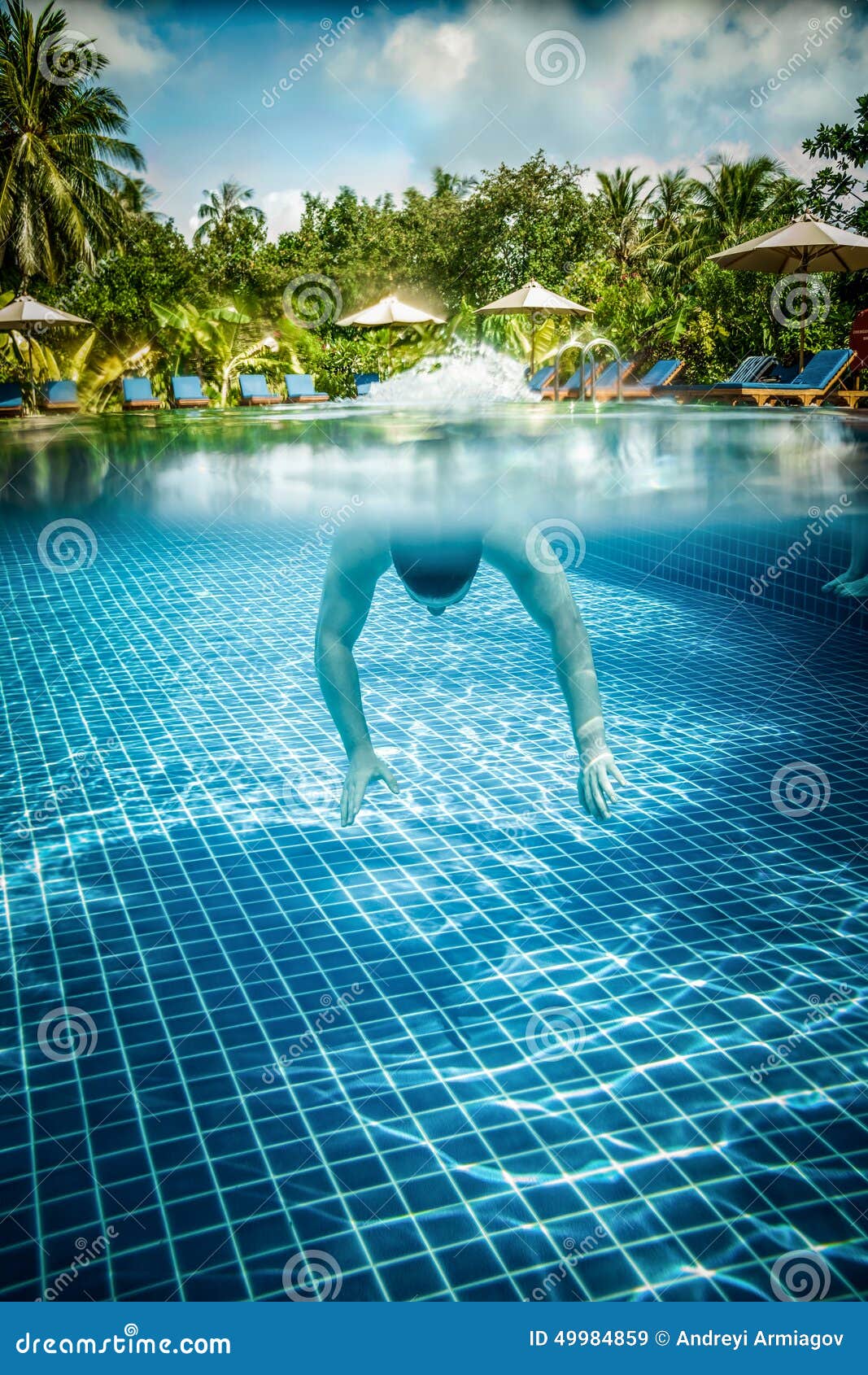 Man Floats Underwater in Pool Stock Image - Image of activity, people ...