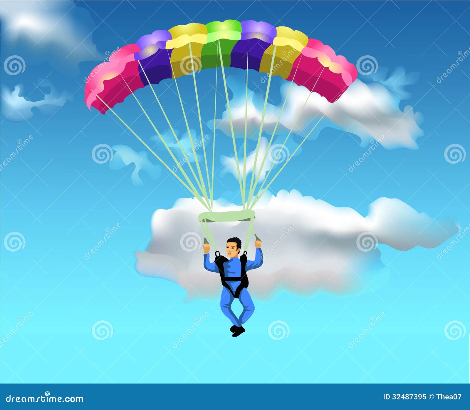 man flying with the parachute