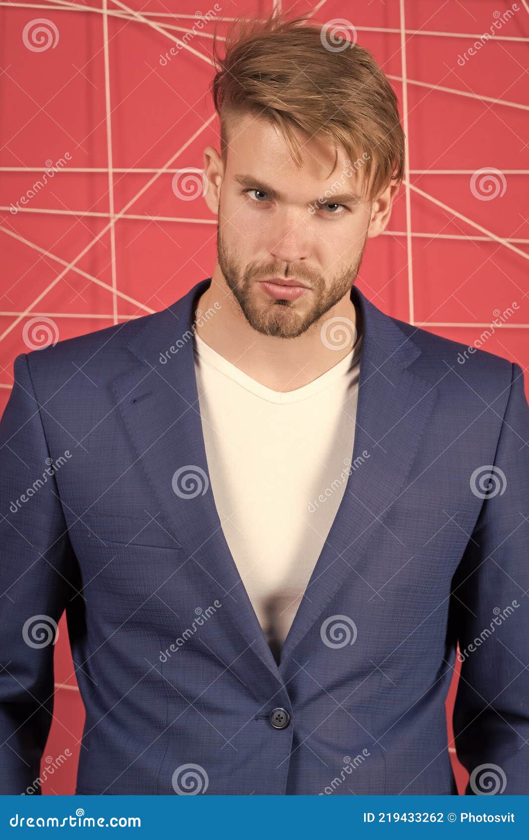 Man in Formal Suit Jacket and Tshirt, Fashion. Businessman with Bearded  Face, Hair, Haircut Stock Photo - Image of concept, confidence: 219433262
