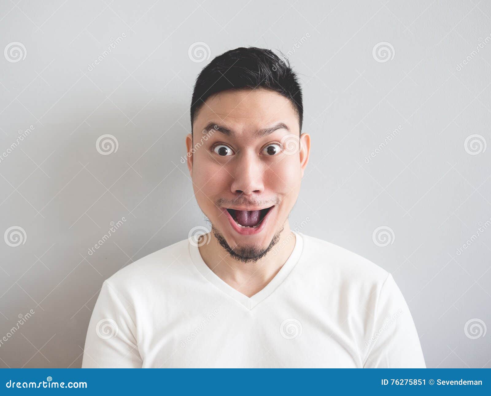 Man with Funny Shocked Face. Stock Image - Image of expression, excited:  76275851