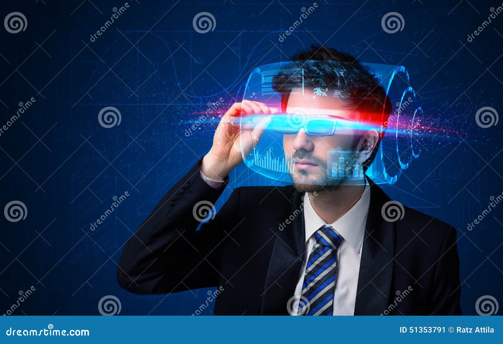 Man With Future High Tech Smart Glasses Stock Photo Image 51353791