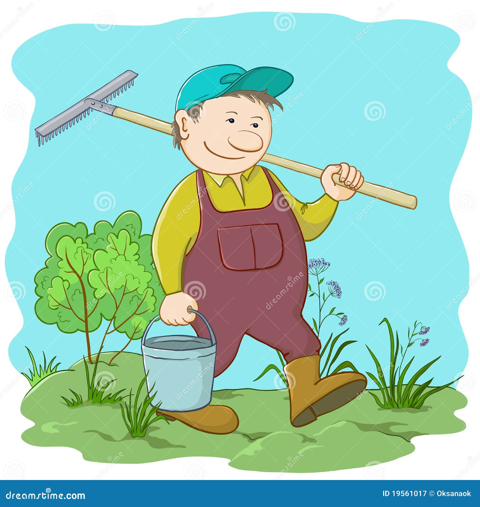 Man gardener in a garden stock vector. Illustration of natural - 19561017