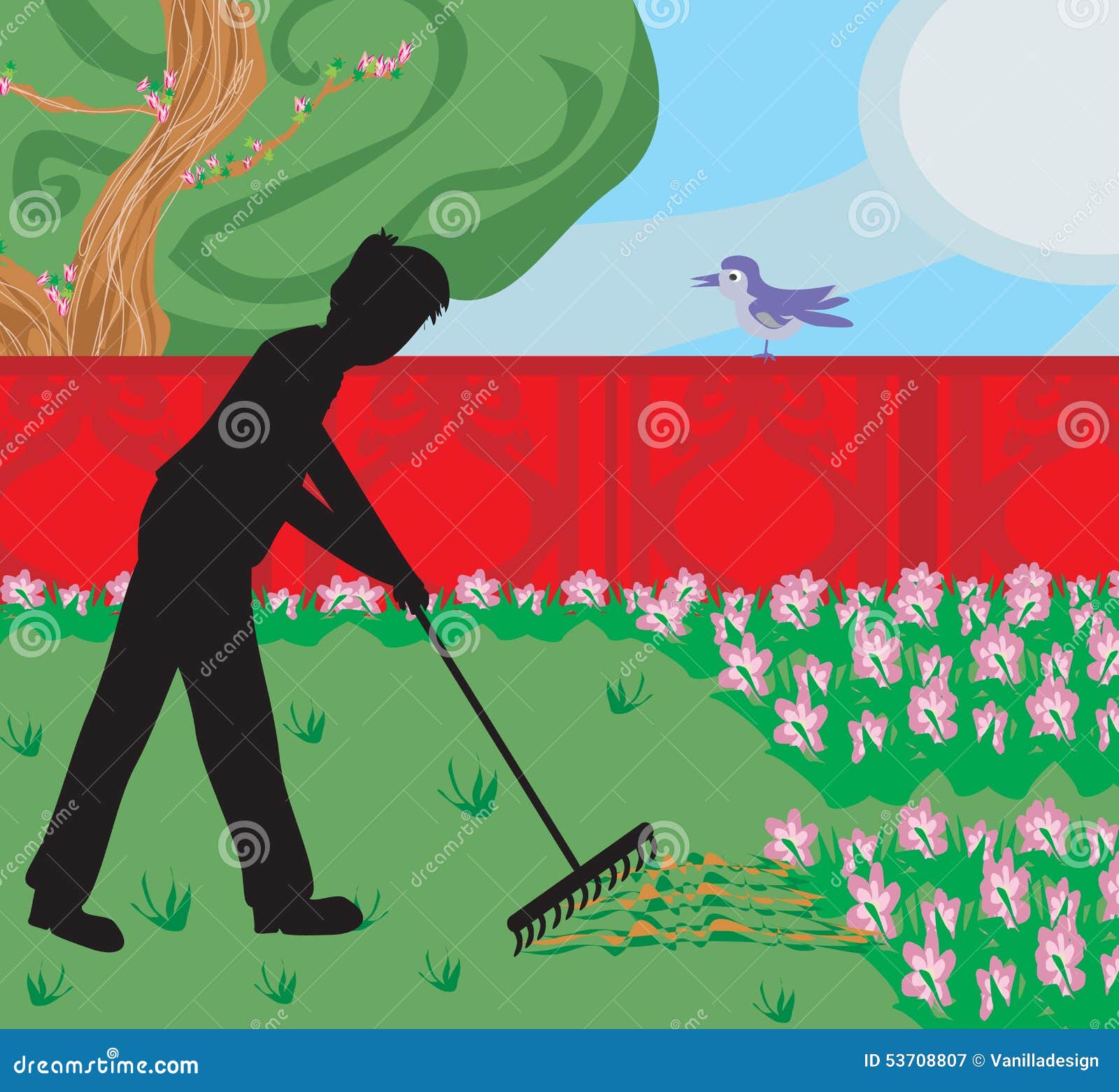 Man Gardening in His Garden Stock Vector - Illustration of fingers
