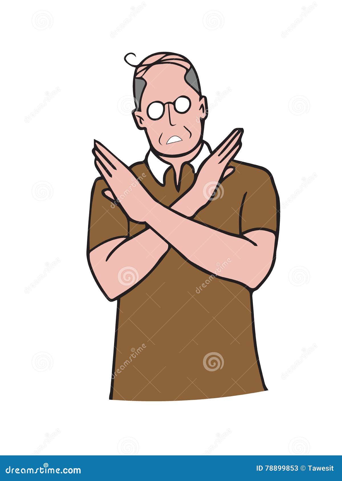 Man Gestures Cross Hands Say No Cartoon Stock Vector Illustration of