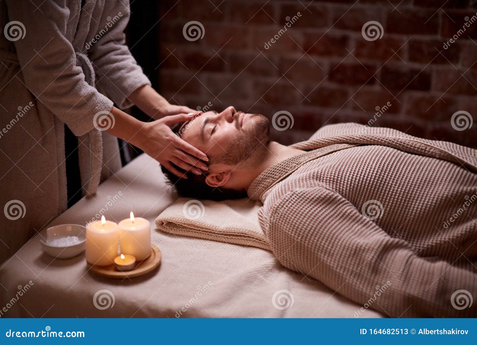 Man Getting Face Massage In Spa Beauty Salon Stock Image Image Of