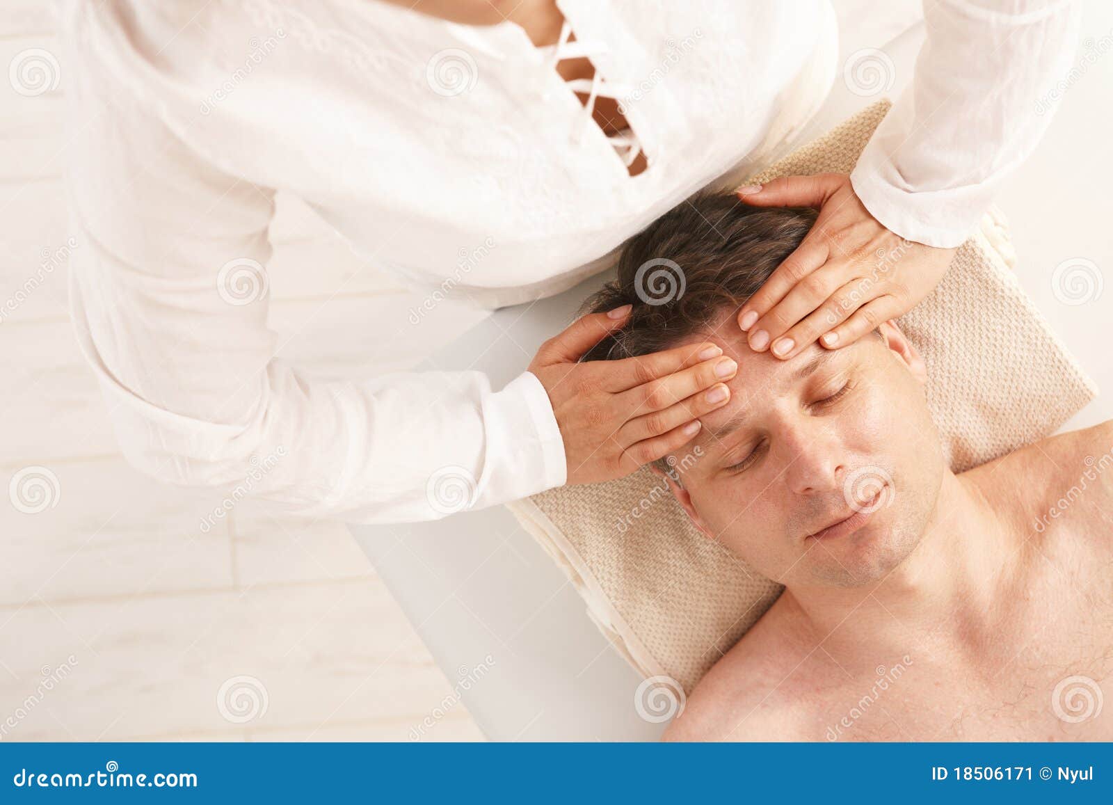 Man Getting Relaxing Head Massage Stock Image Image Of