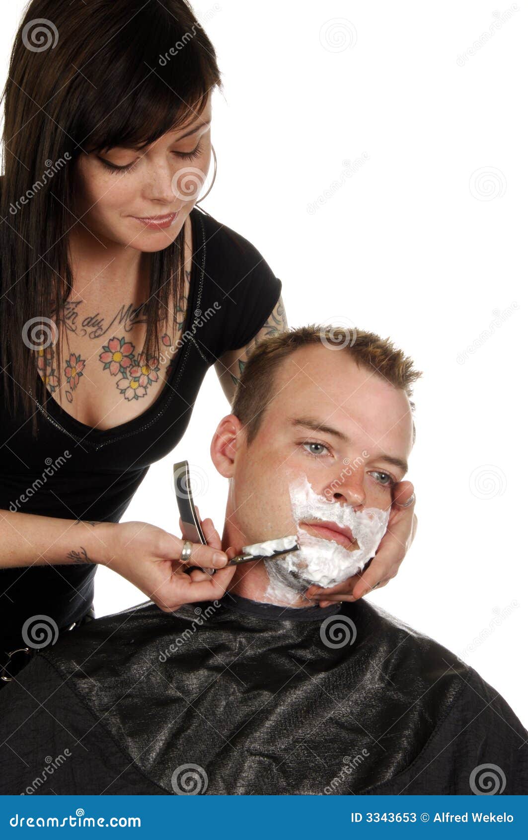 Man Getting Shave at Salon stock image. Image of purify 3343653