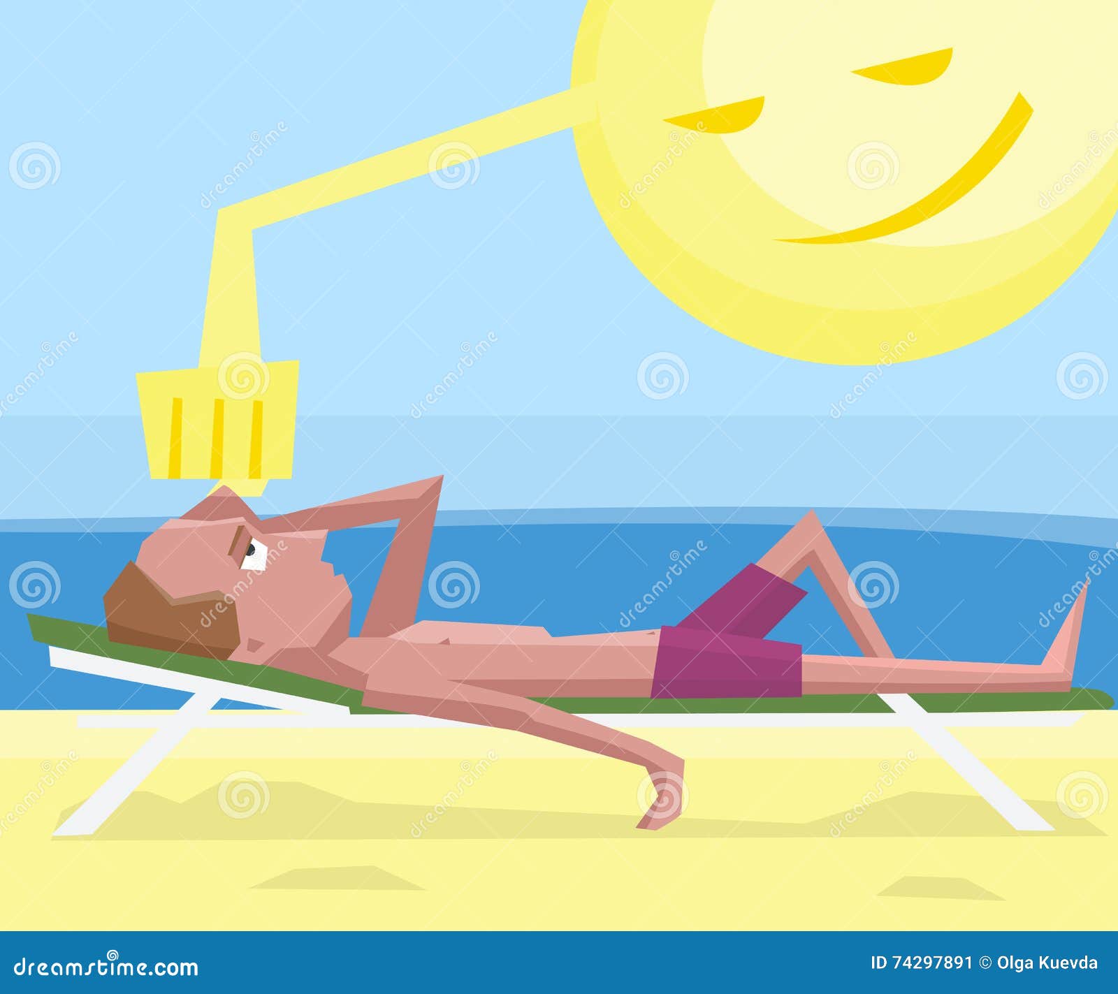 man getting sunstroke at beach