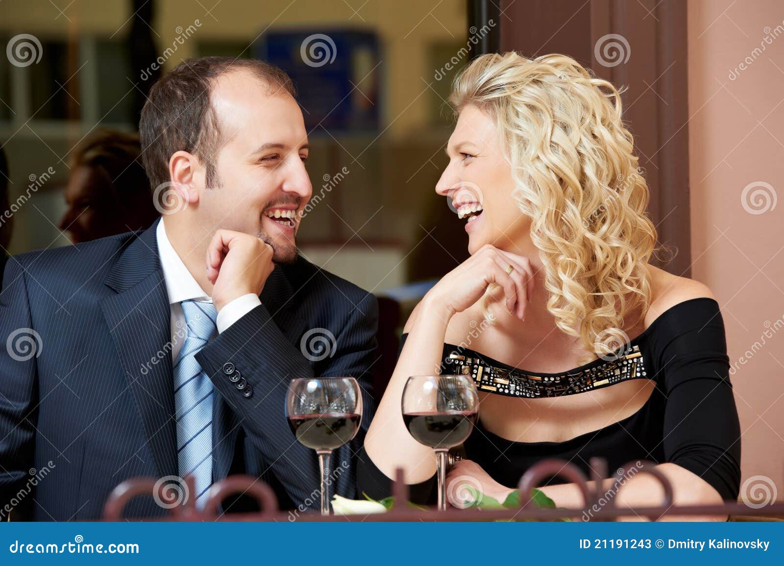 Man and Girl with Wine at Cafe on a Date Stock Image Image of