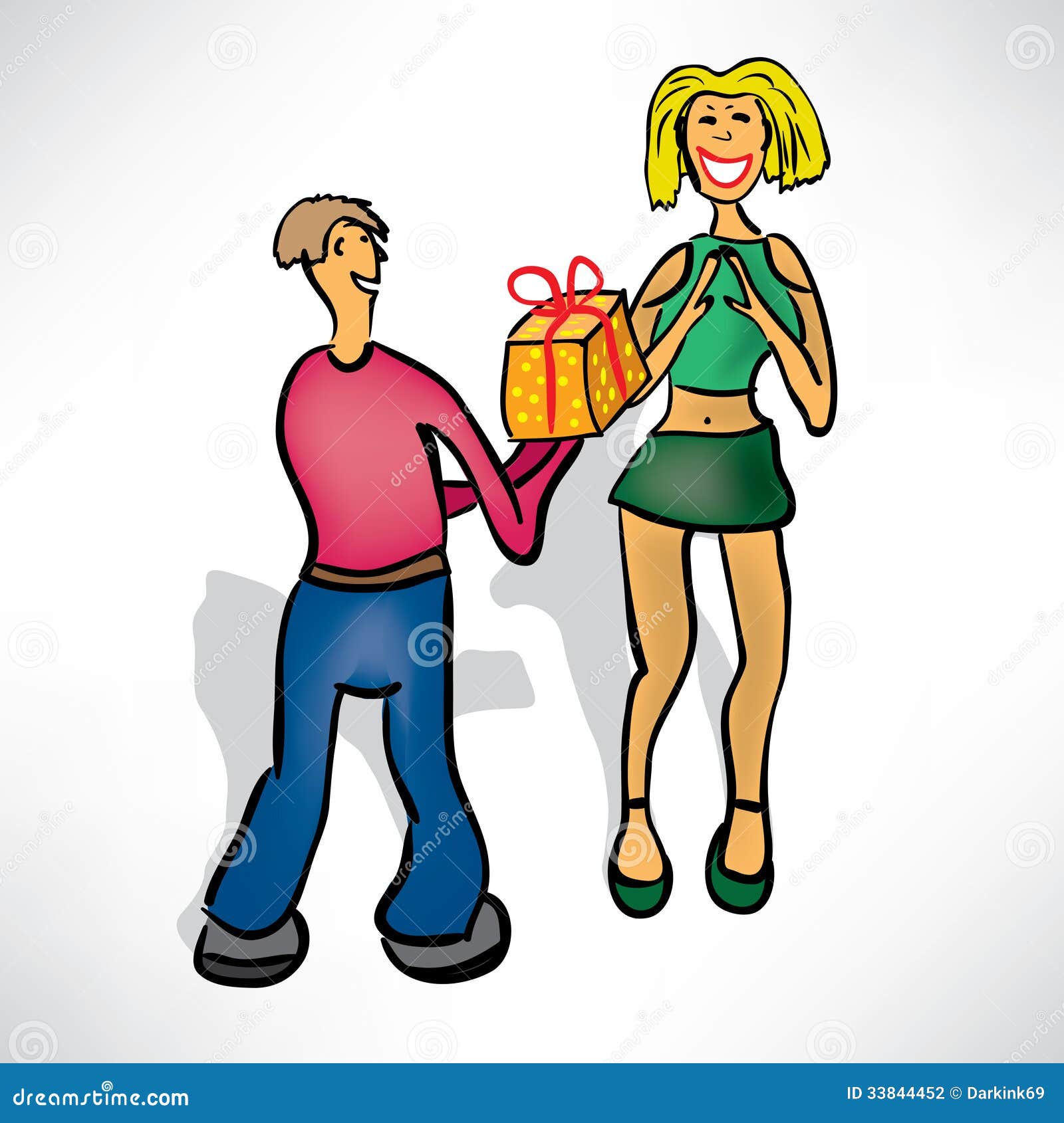 Man gives girl a gift stock vector. Illustration of family 33844452
