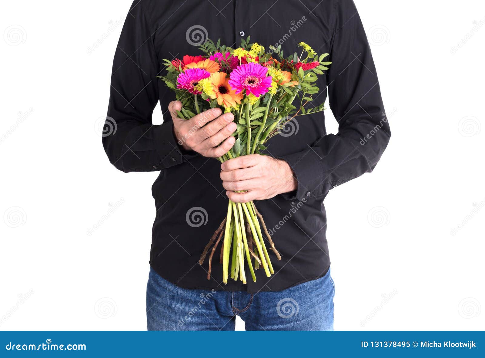 Man is giving flowers stock image. Image of black, giving 131378495