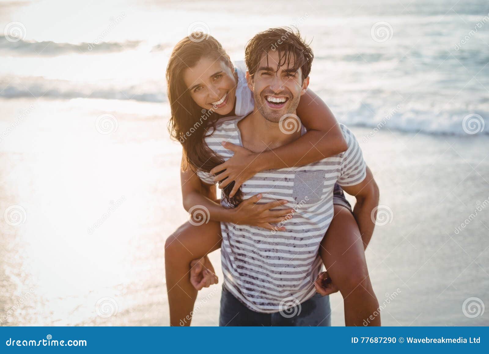 Midadult Caucasian Woman Giving Man Piggyback Stock Photo 3194063