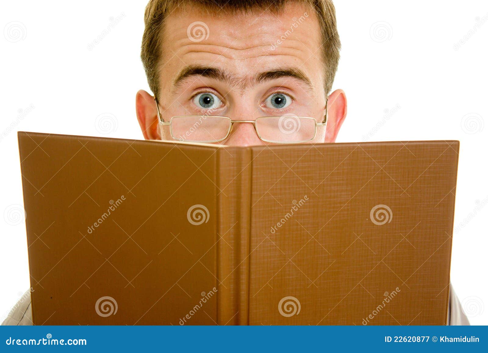 The Man In Glasses With A Book. Stock Image Image of knowledge, sight