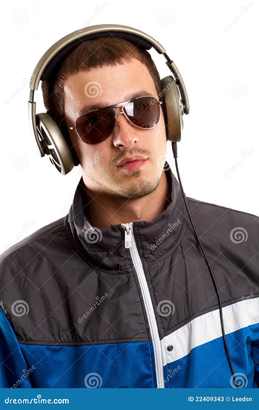 Man in Glasses with Headphones Stock Image Image of cheerful, fresh