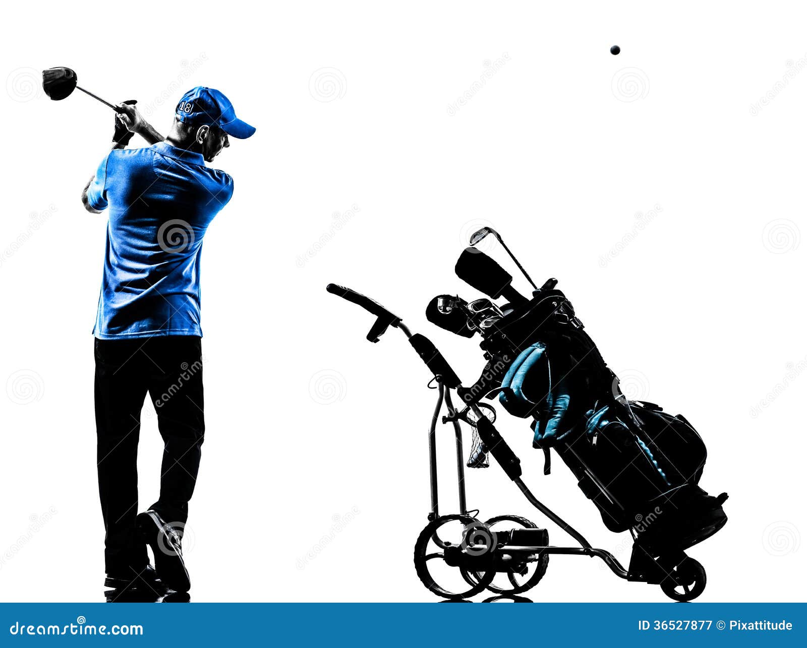 Man Golfer Golfing Golf Bag Silhouette Royalty Free Stock Photography