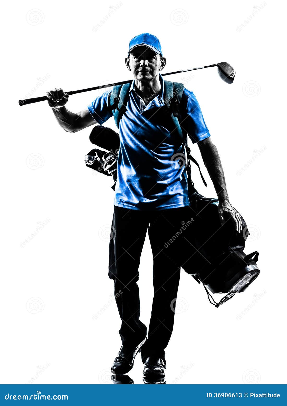 Man Golfer Golfing Golf Bag Walking Silhouette Stock Image Image of