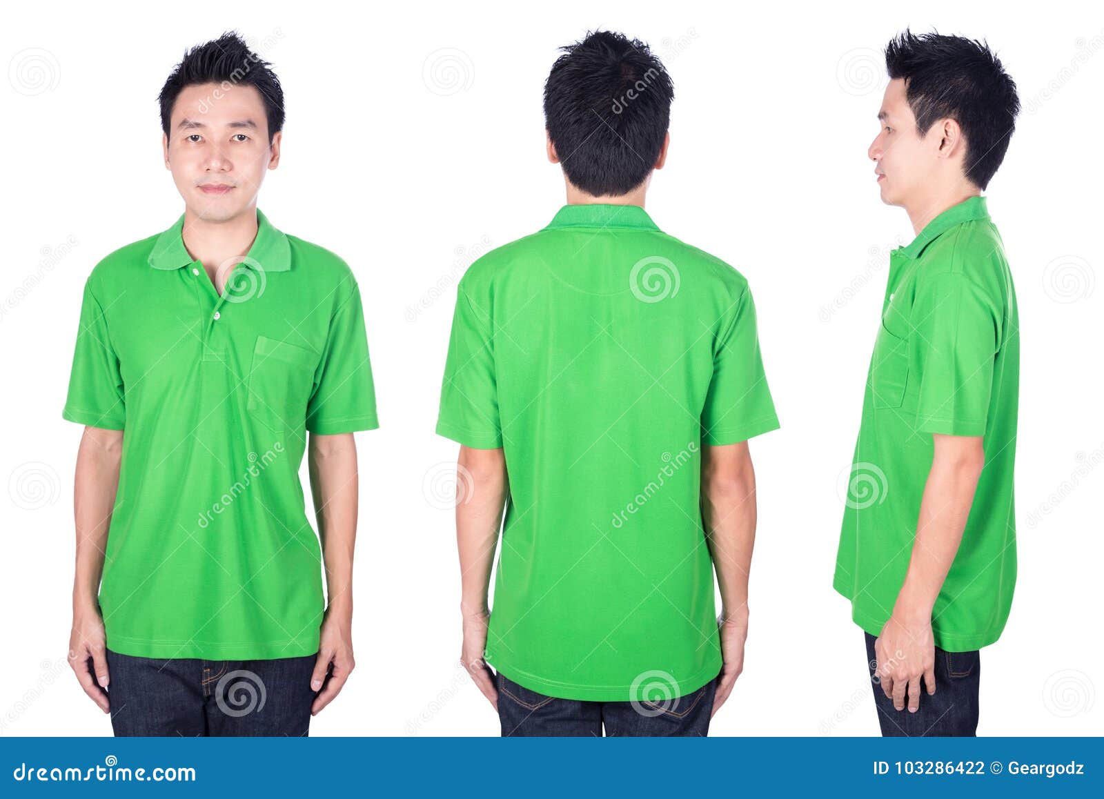 Man with Green Polo Shirt on White Background Stock Photo - Image of ...