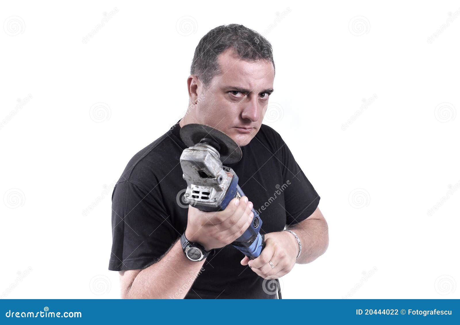 Man with a grinder stock photo. Image of expressive, engine 20444022