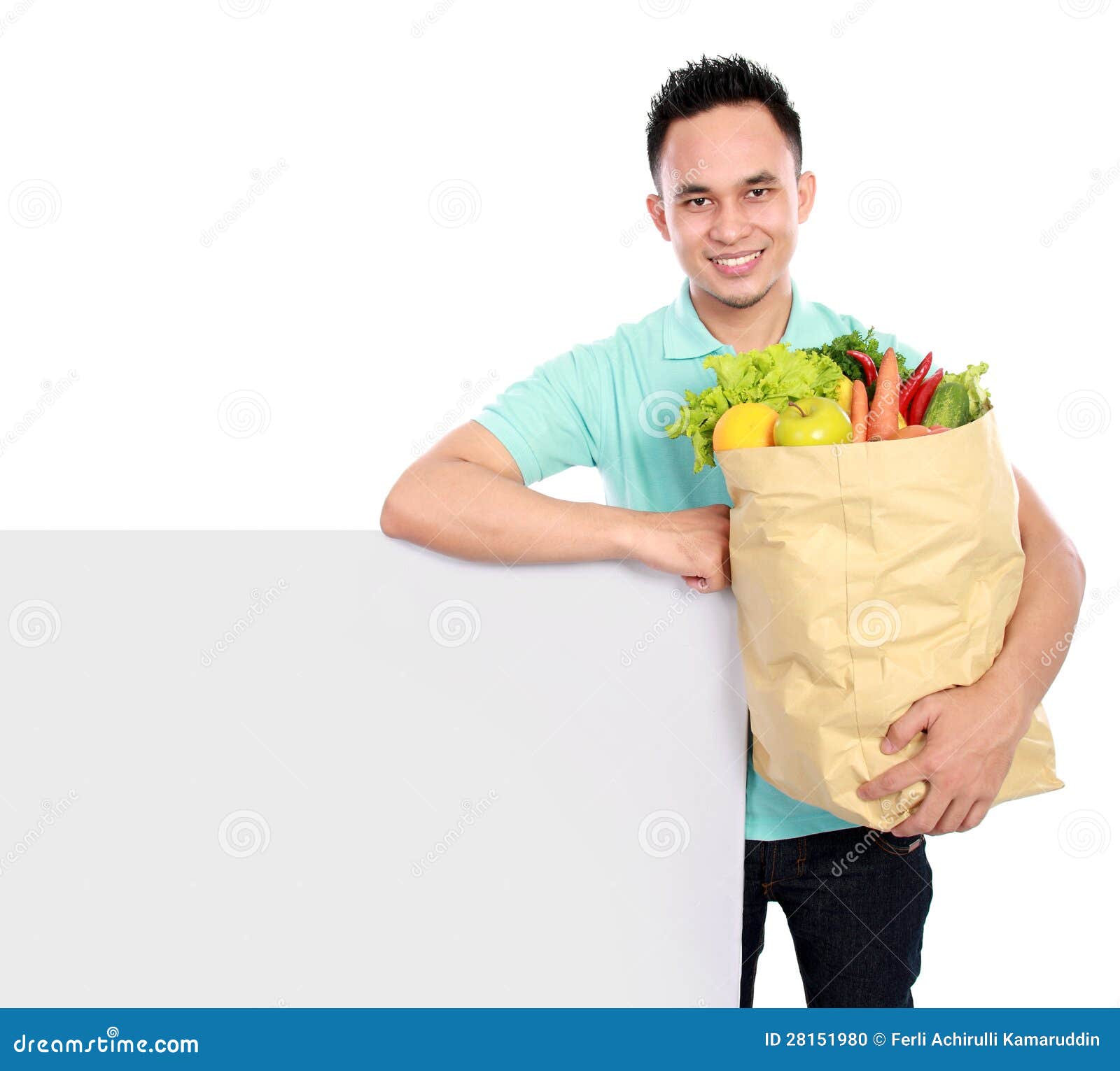 Man with grocery bag stock photo. Image of adult, fresh 28151980