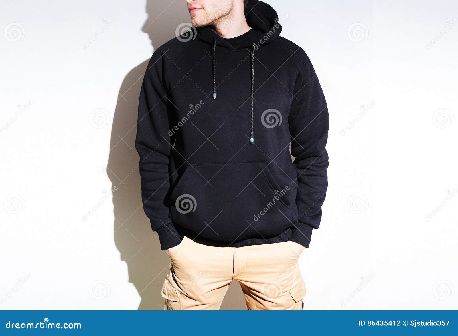 Download Man, Guy In Blank Black Hoodie, Sweatshirt, Mock Up ...