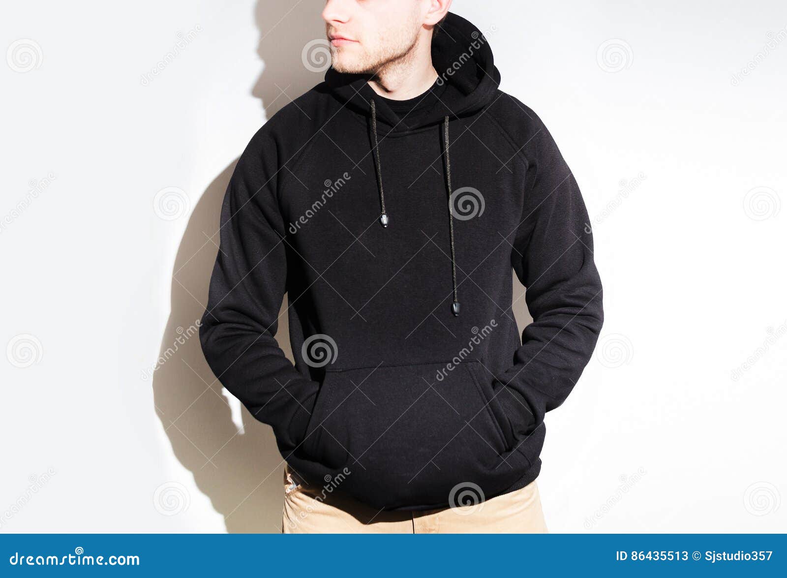 Download Man, Guy In Blank Black Hoodie, Sweatshirt, Mock Up ...