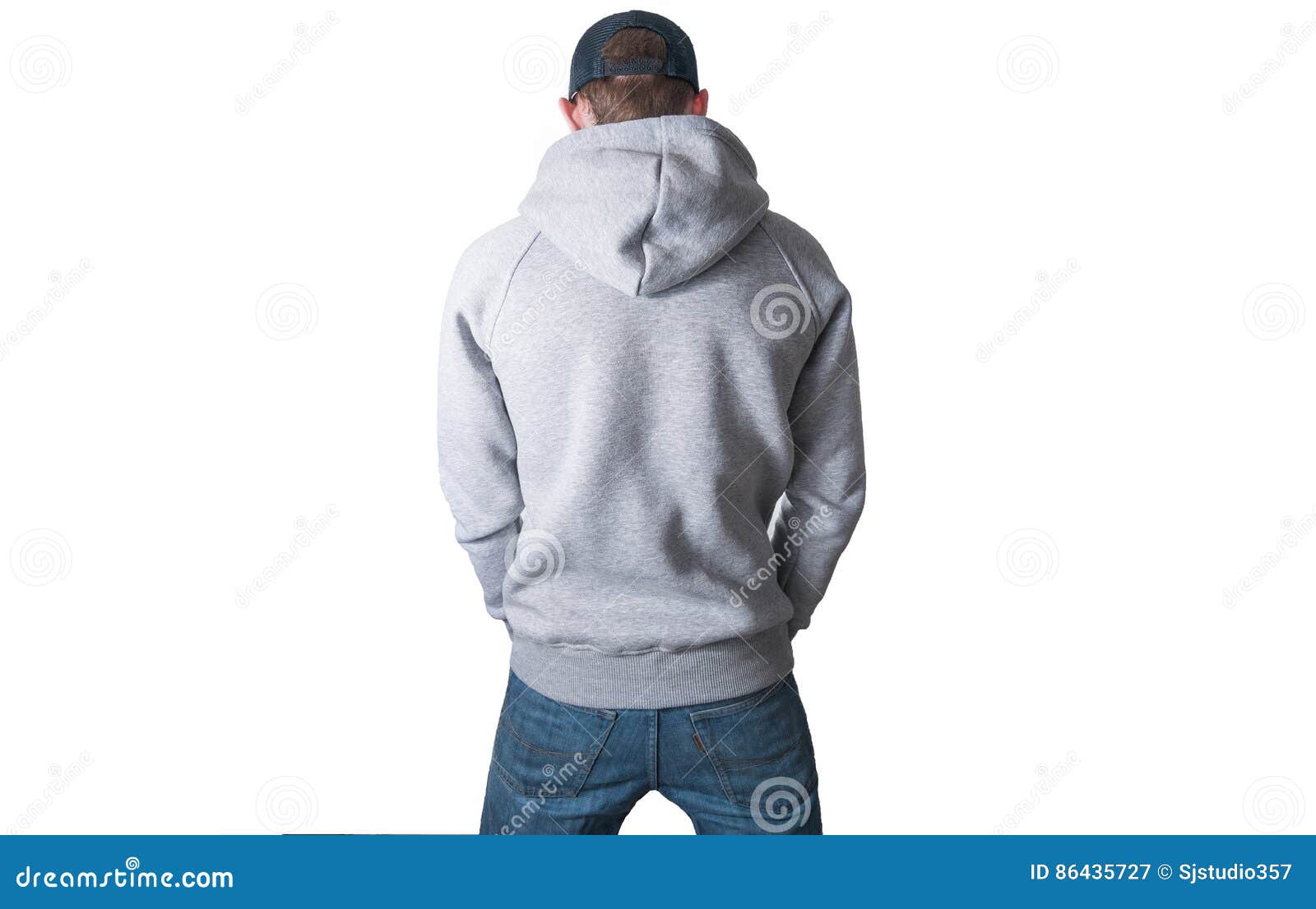 Download Man, Guy In Blank Grey Hoodie, Sweatshirt, Mock Up Isolated. Plain Hoody Design Presentation ...