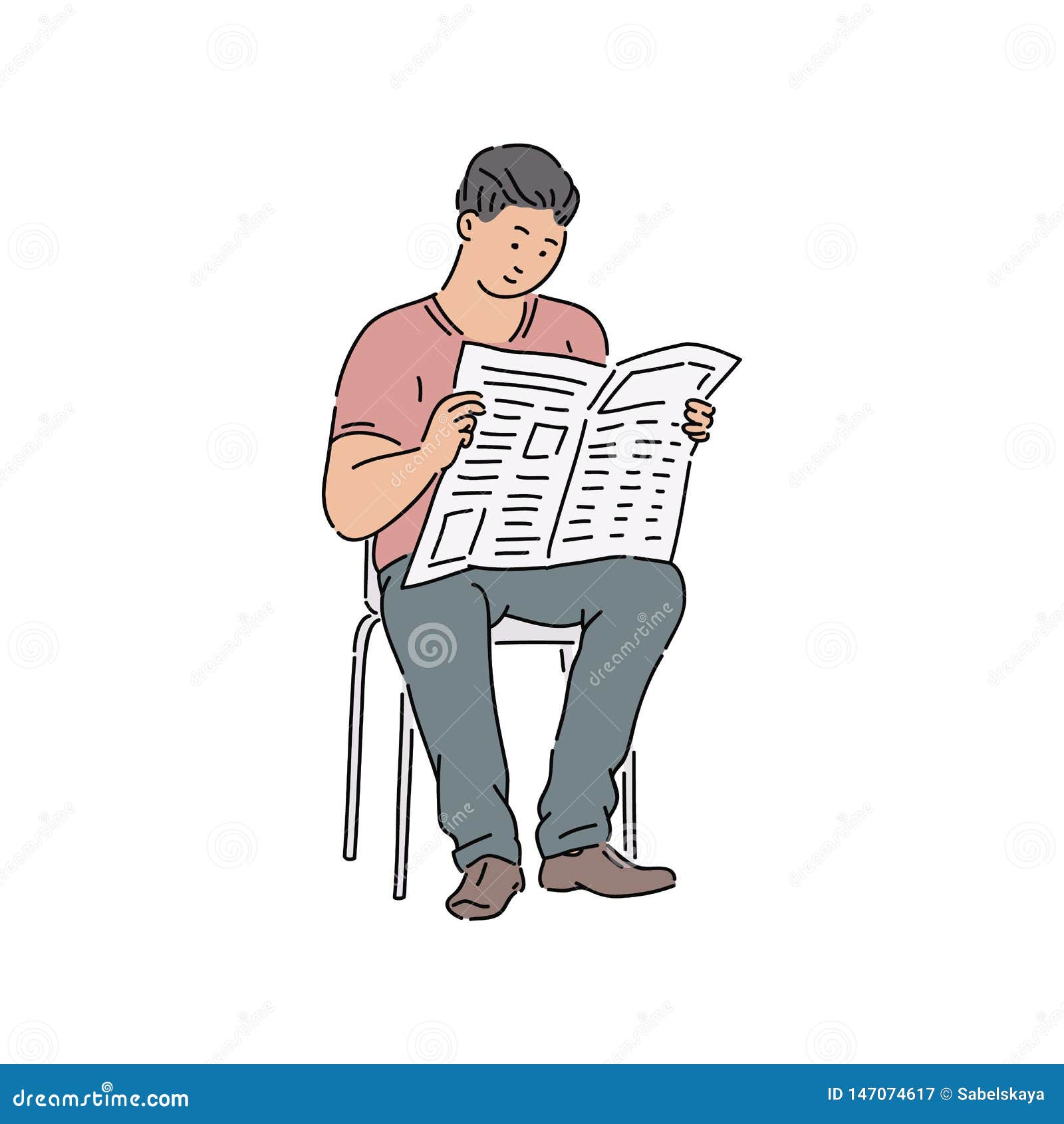 cartoon reading newspaper