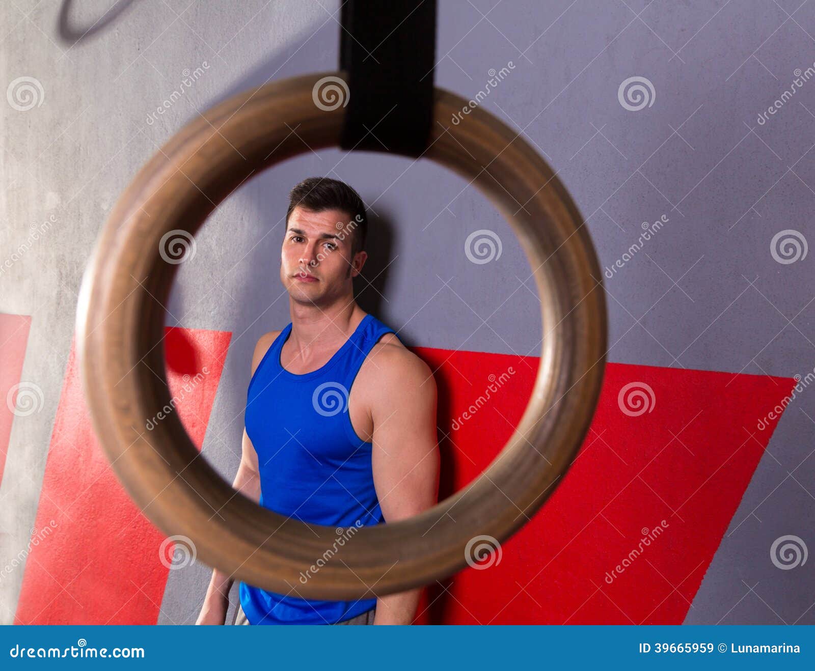 Man Gym Ring View Relaxed after Gym Workout Stock Image Image of