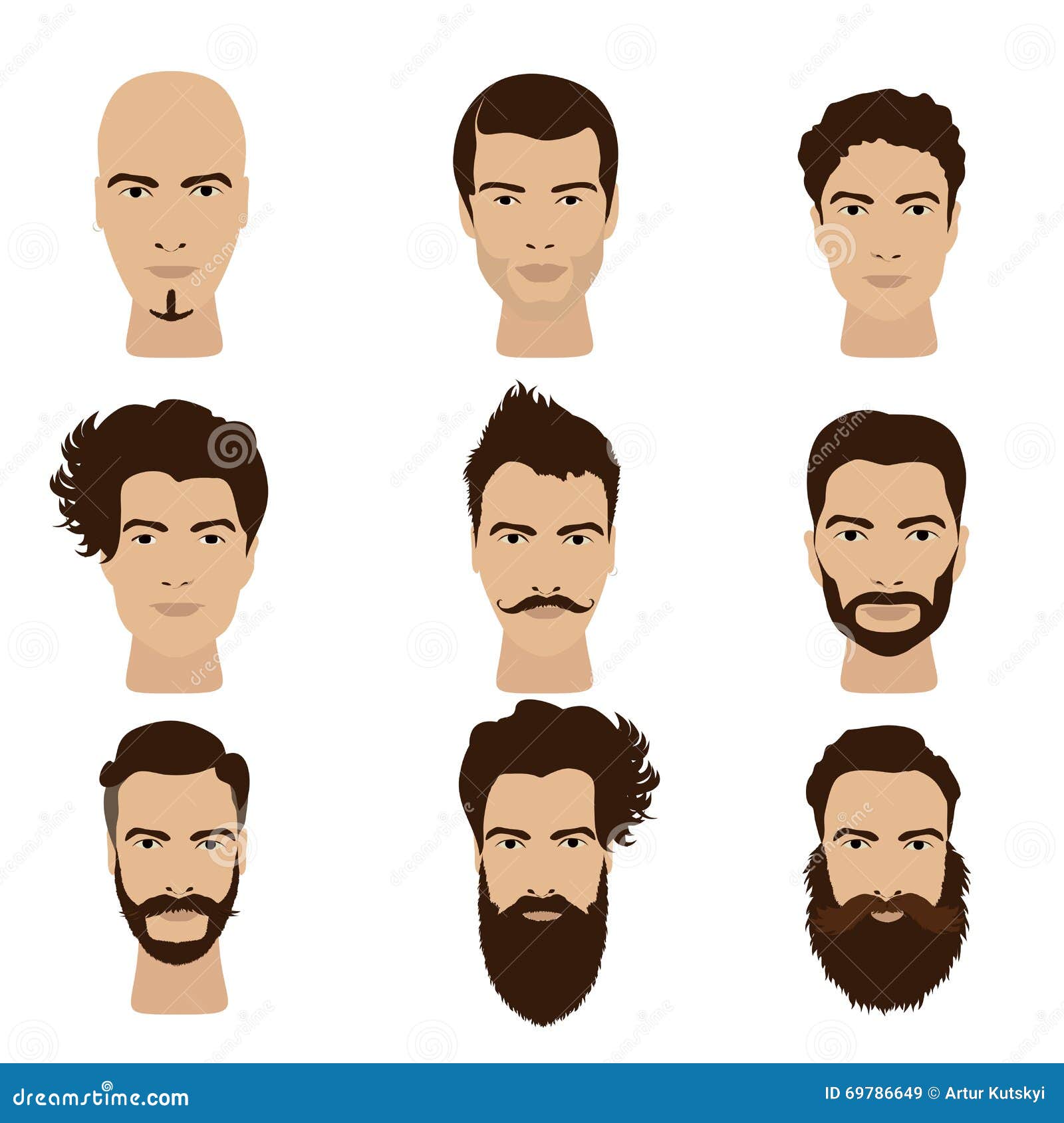 Man Hair and Beards Styles. Hipster Fashion Vector Illustration. Stock  Vector - Illustration of hairstyle, drawing: 69786649